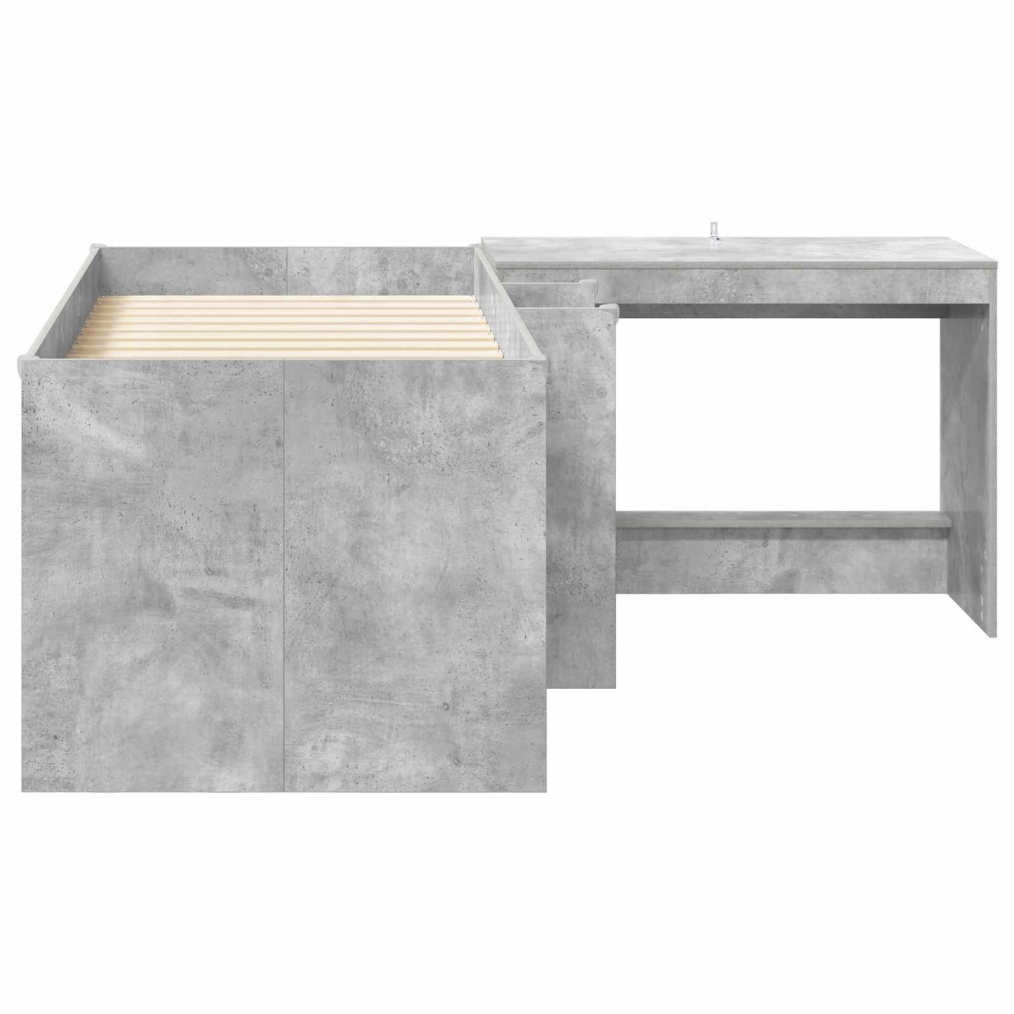 Barneseng med skrivebord 2 stk. Betonggrå Konstruert tre