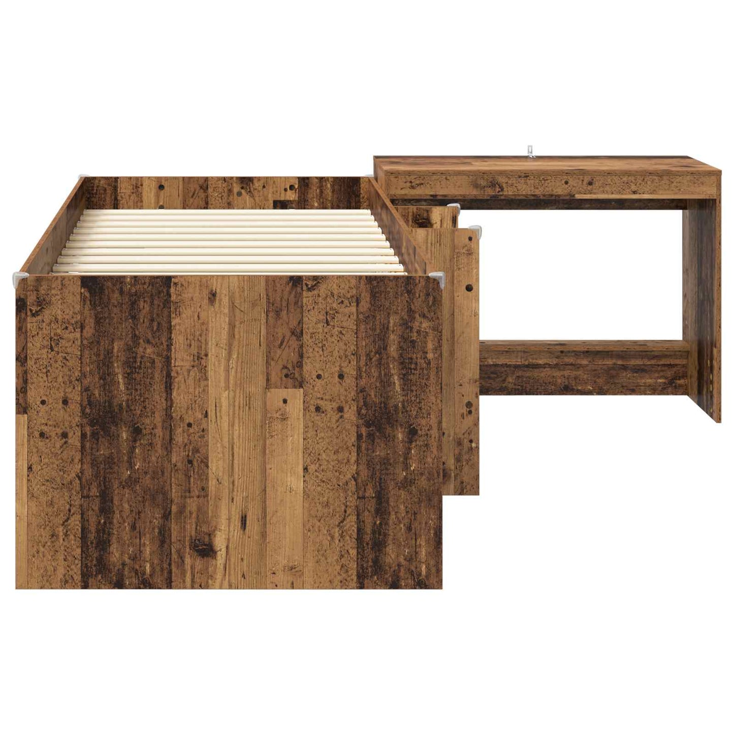 Barneseng med skrivebord Gammelt tre 90 x 190 cm Konstruert tre