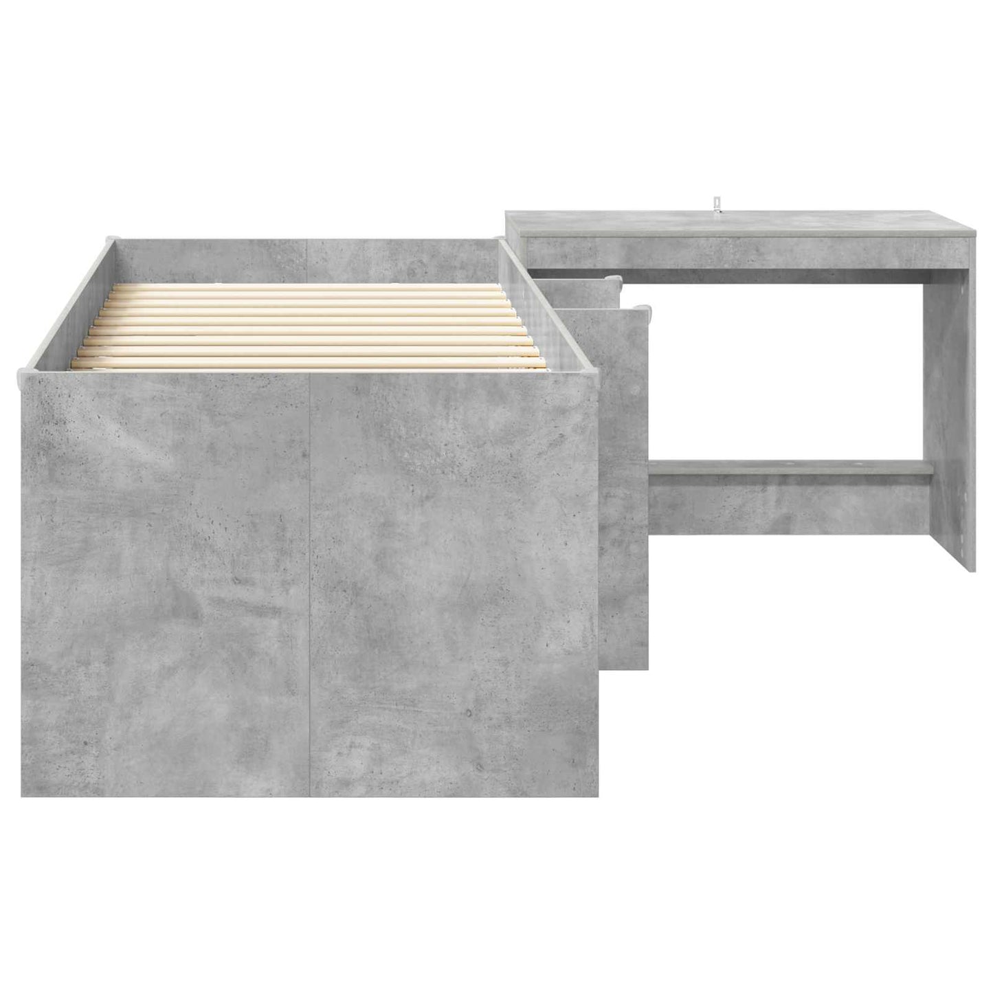 Barneseng med skrivebord Betonggrå 75 x 190 cm Konstruert tre