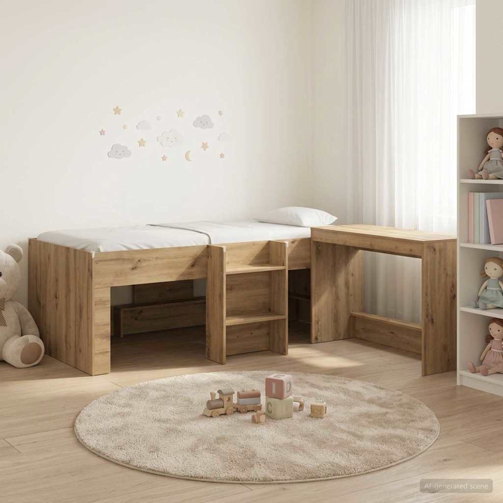 Barneseng med skrivebord 2 stk. Artisan eik Konstruert tre