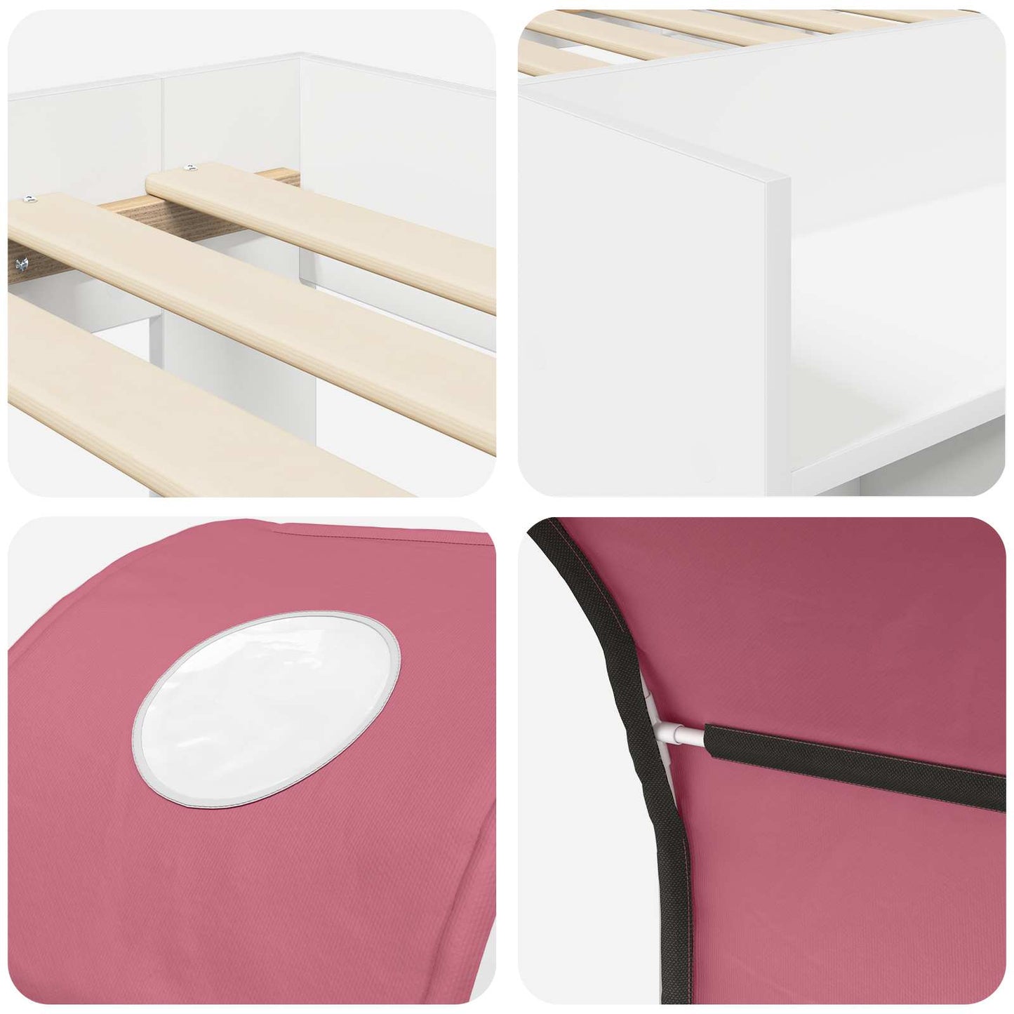 Seng med tunnel 4 pcs Hvit og rosa Konstruert tre