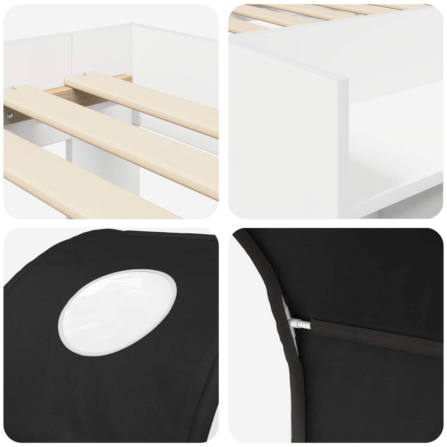 Seng med tunnel 4 pcs Hvit og svart Konstruert tre