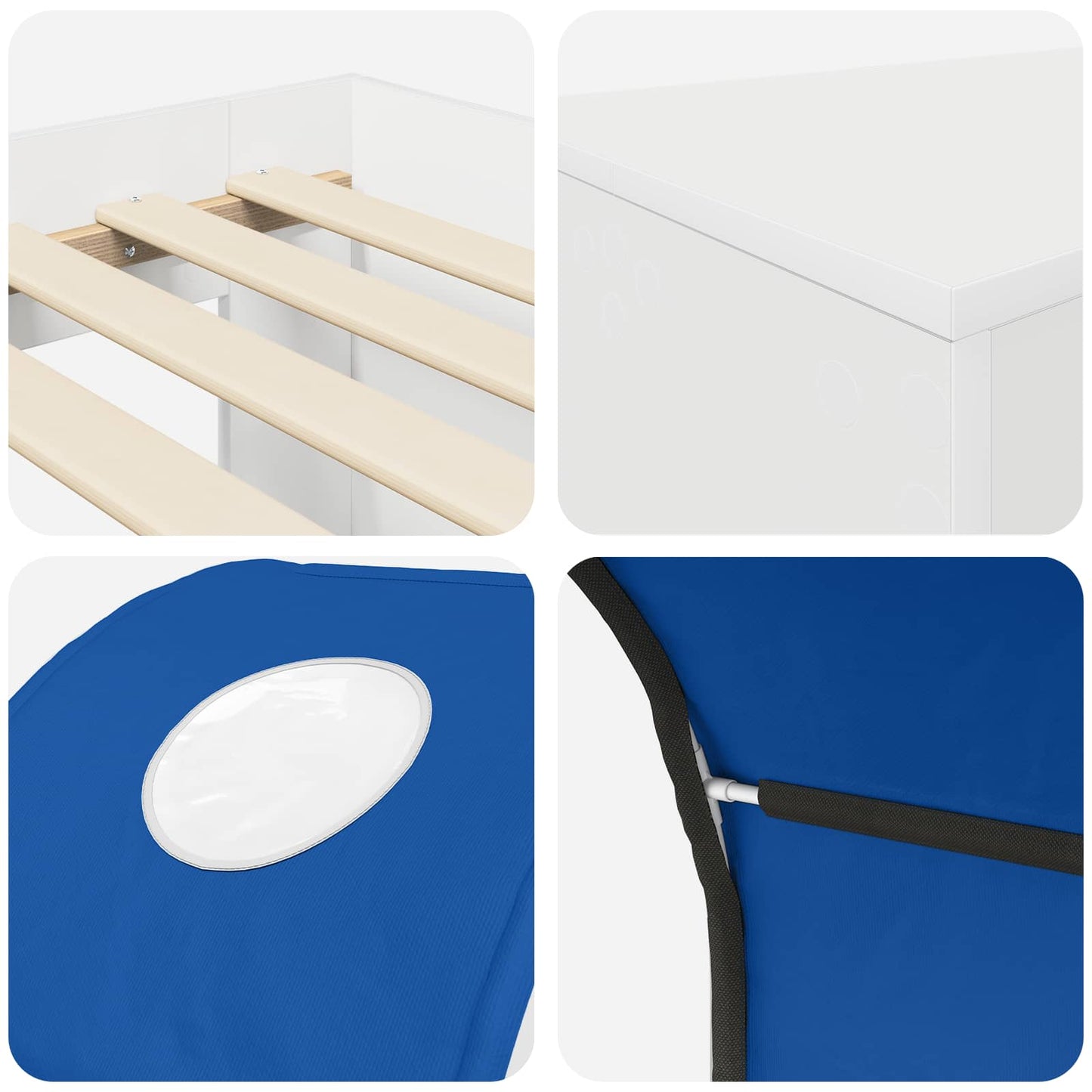 Seng med tunnel 4 pcs Artisian Eik og Blå Konstruert tre