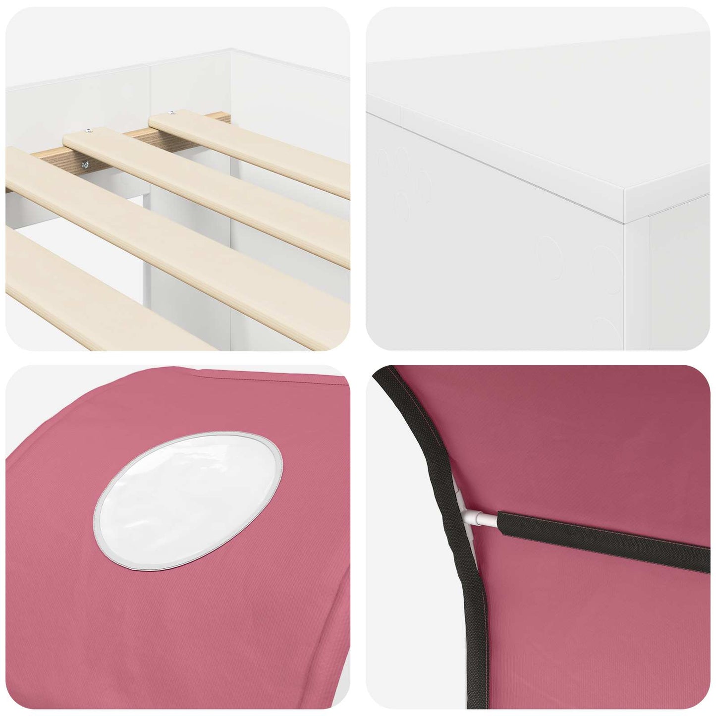 Seng med tunnel 4 pcs Artisian Eik og Rosa Konstruert tre