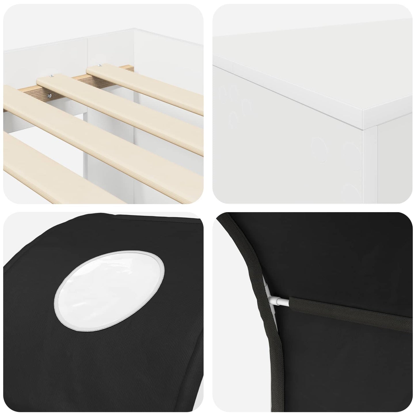Seng med tunnel 4 pcs Artisian Eik og Svart Konstruert tre