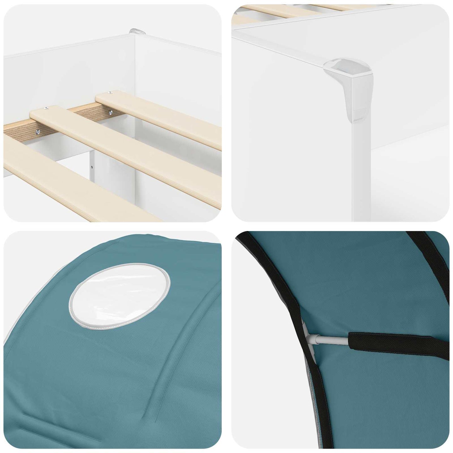 Seng med tunnel 4 pcs Hvit og lyseblå Konstruert tre