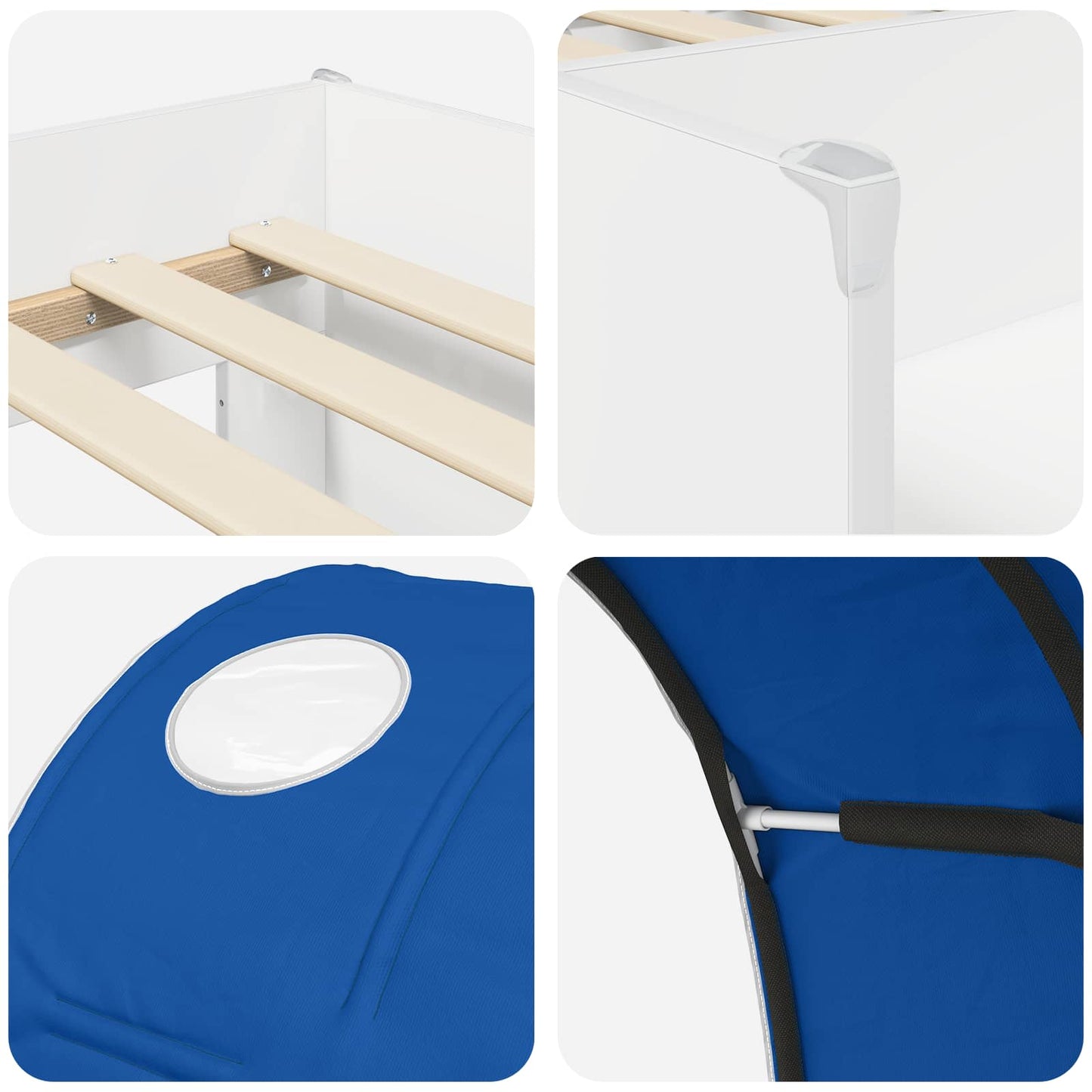 Seng med tunnel 4 pcs Hvit og blå Konstruert tre