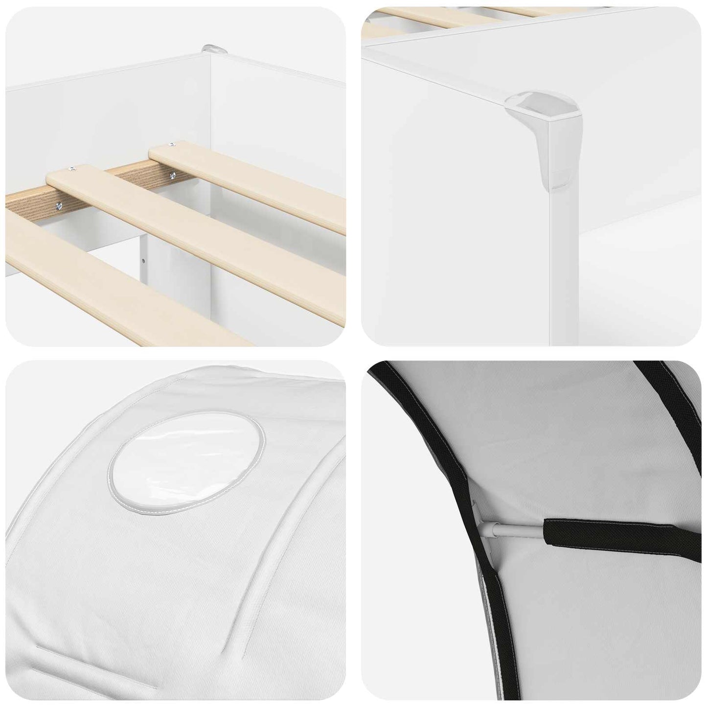 Seng med tunnel 4 pcs Hvit Konstruert tre