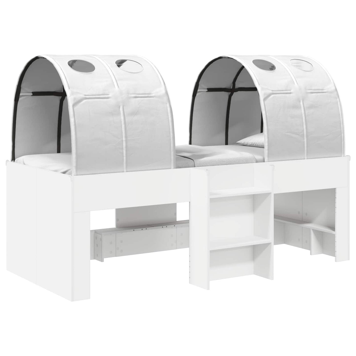 Seng med tunnel 4 pcs Hvit Konstruert tre