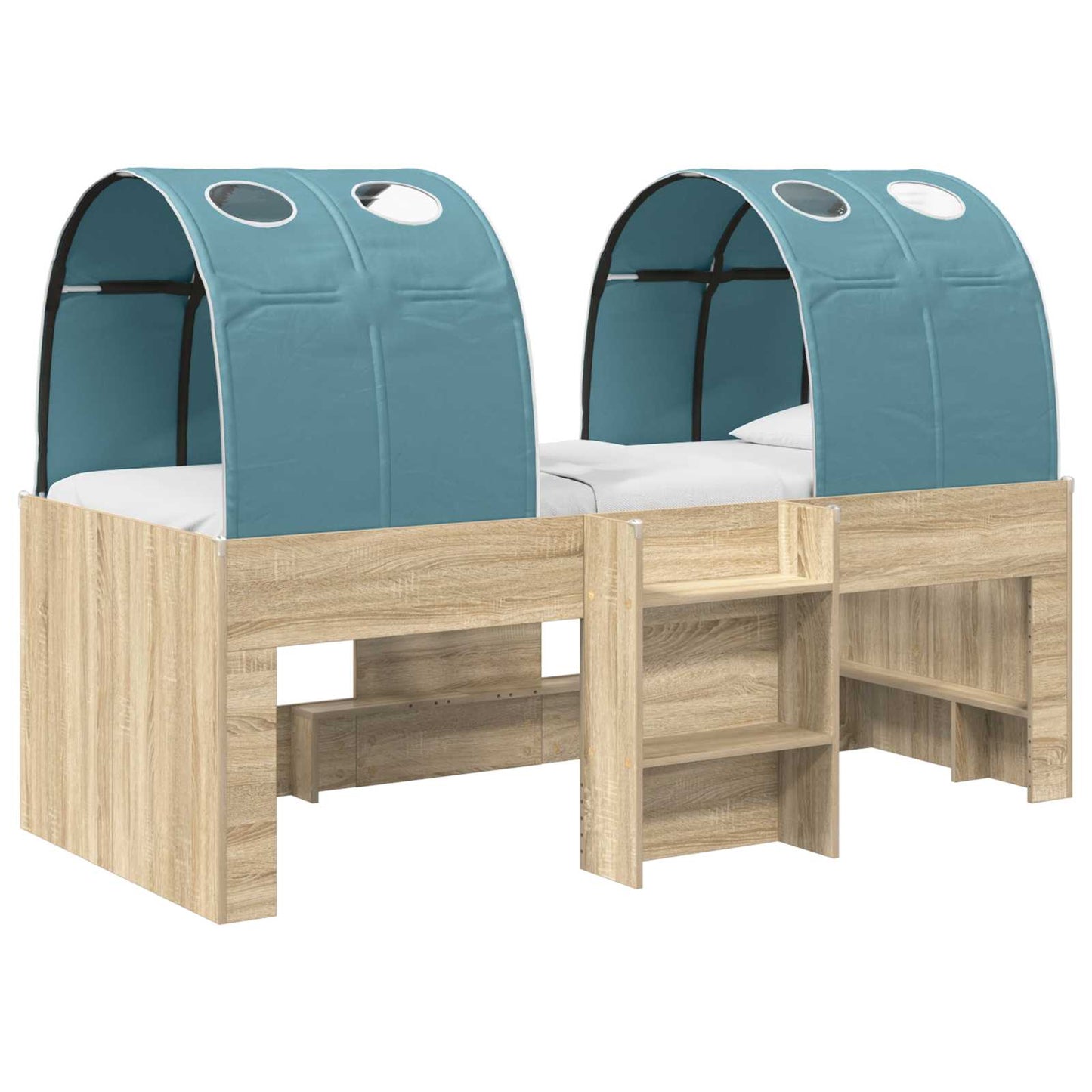 Seng med tunnel 3 stk. Sonoma og lyseblå Konstruert tre