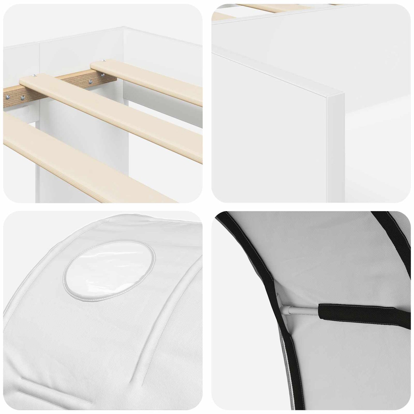 Seng med tunnel 4 pcs Hvit Konstruert tre