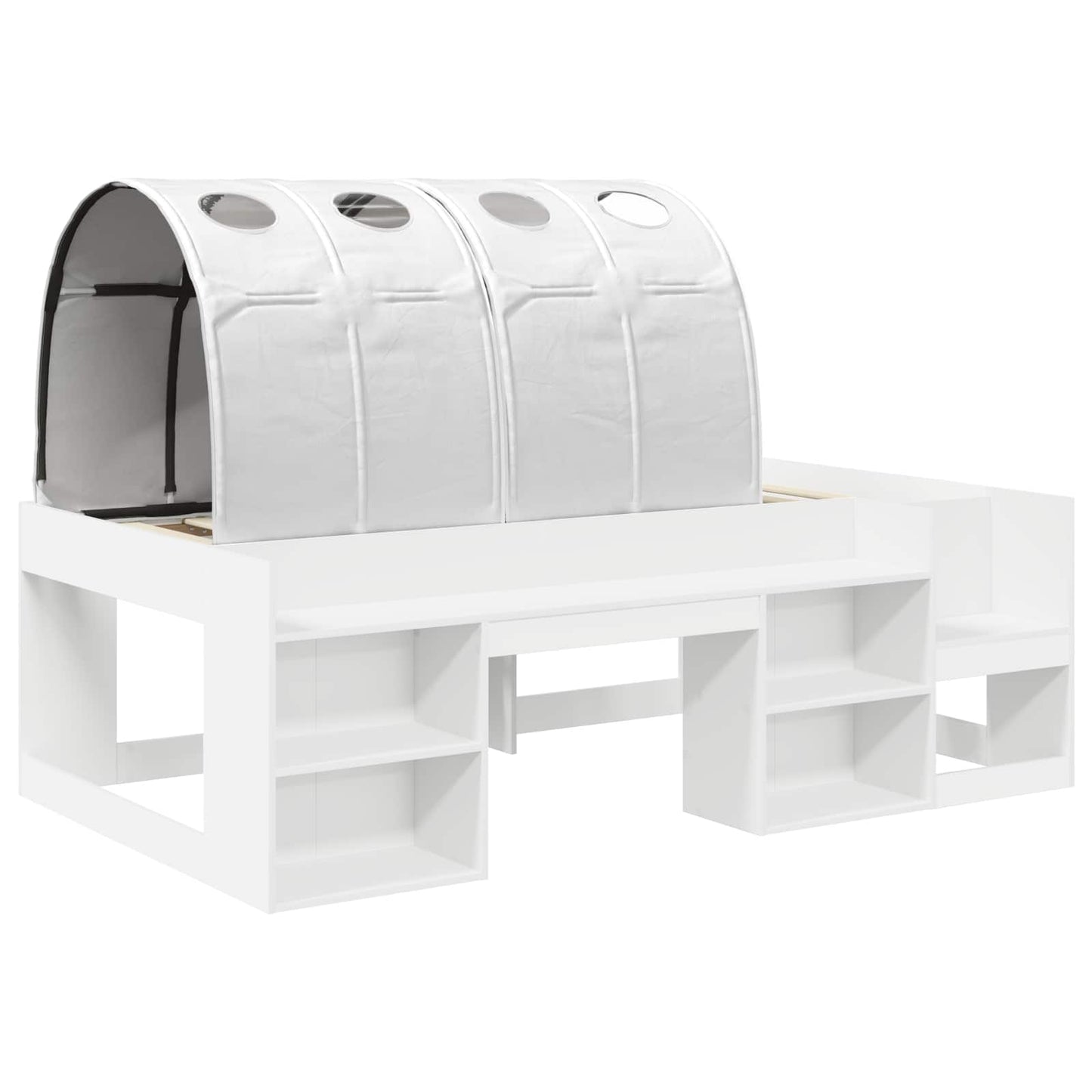 Seng med tunnel 4 pcs Hvit Konstruert tre