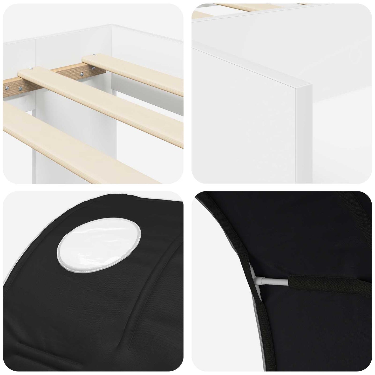 Sengestamme med tunnel 3 pcs Hvit og svart Konstruert tre