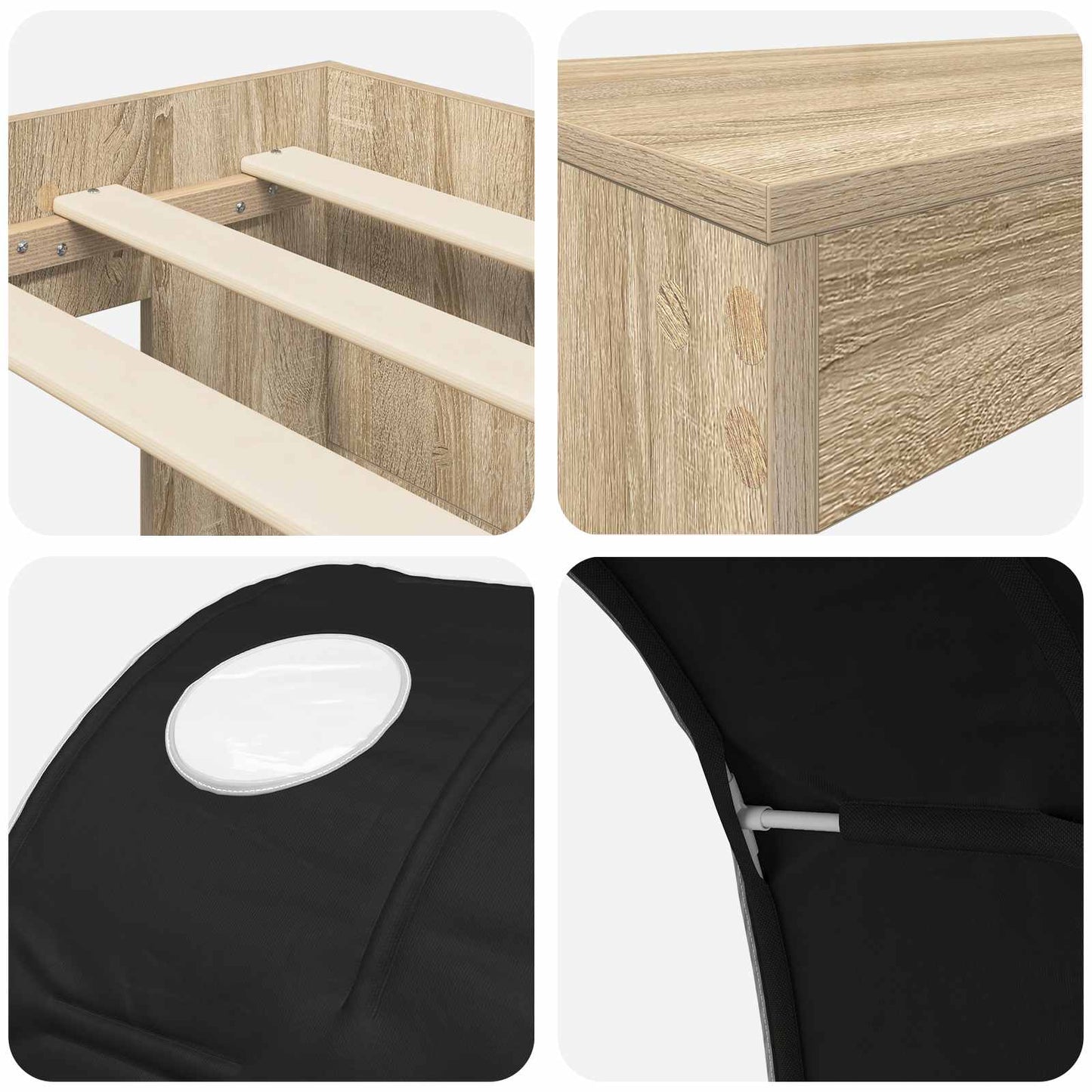 Barneseng med skrivebord 3 stk. Sonoma eik og svart