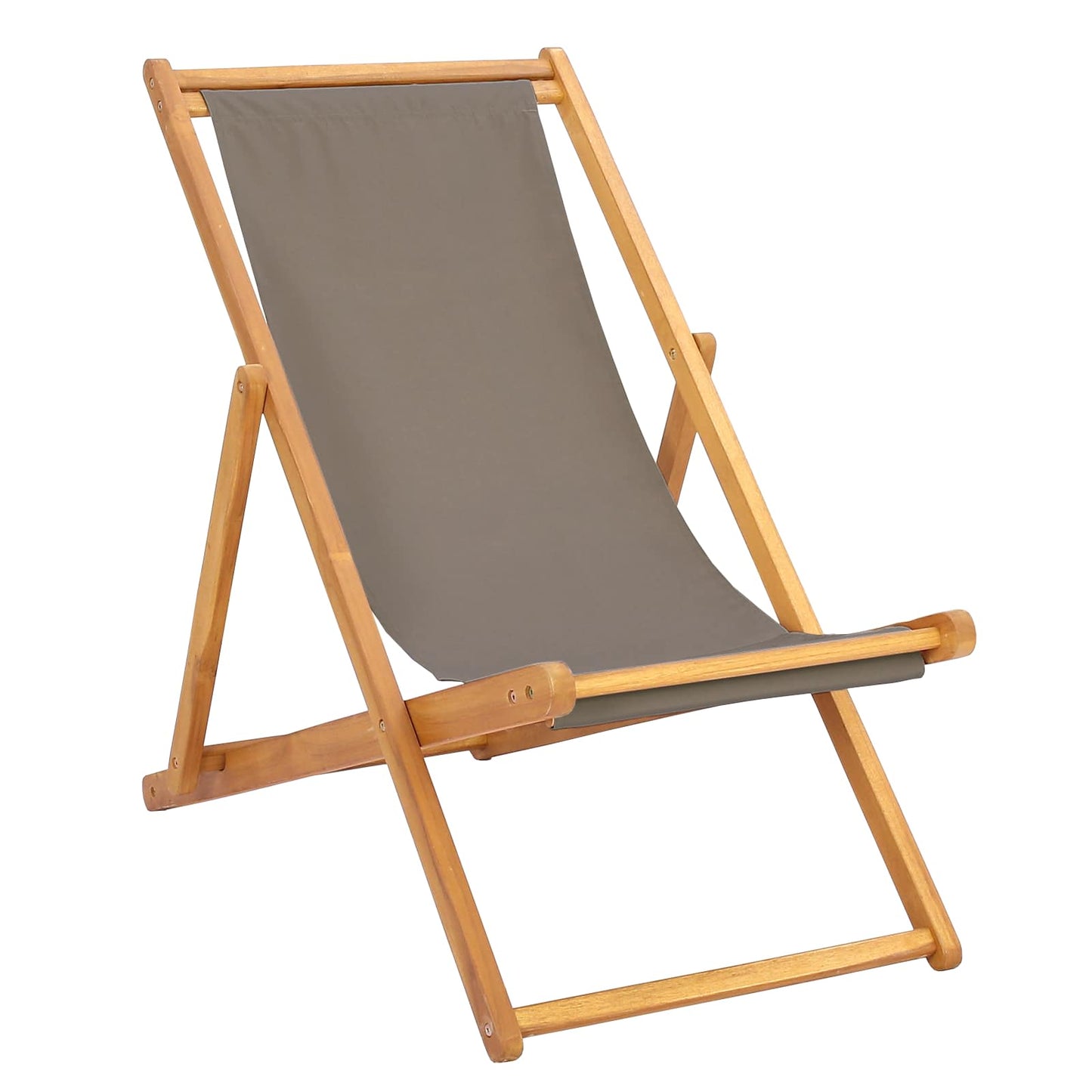 Strandstol Gråbrun Massivt Teaktre