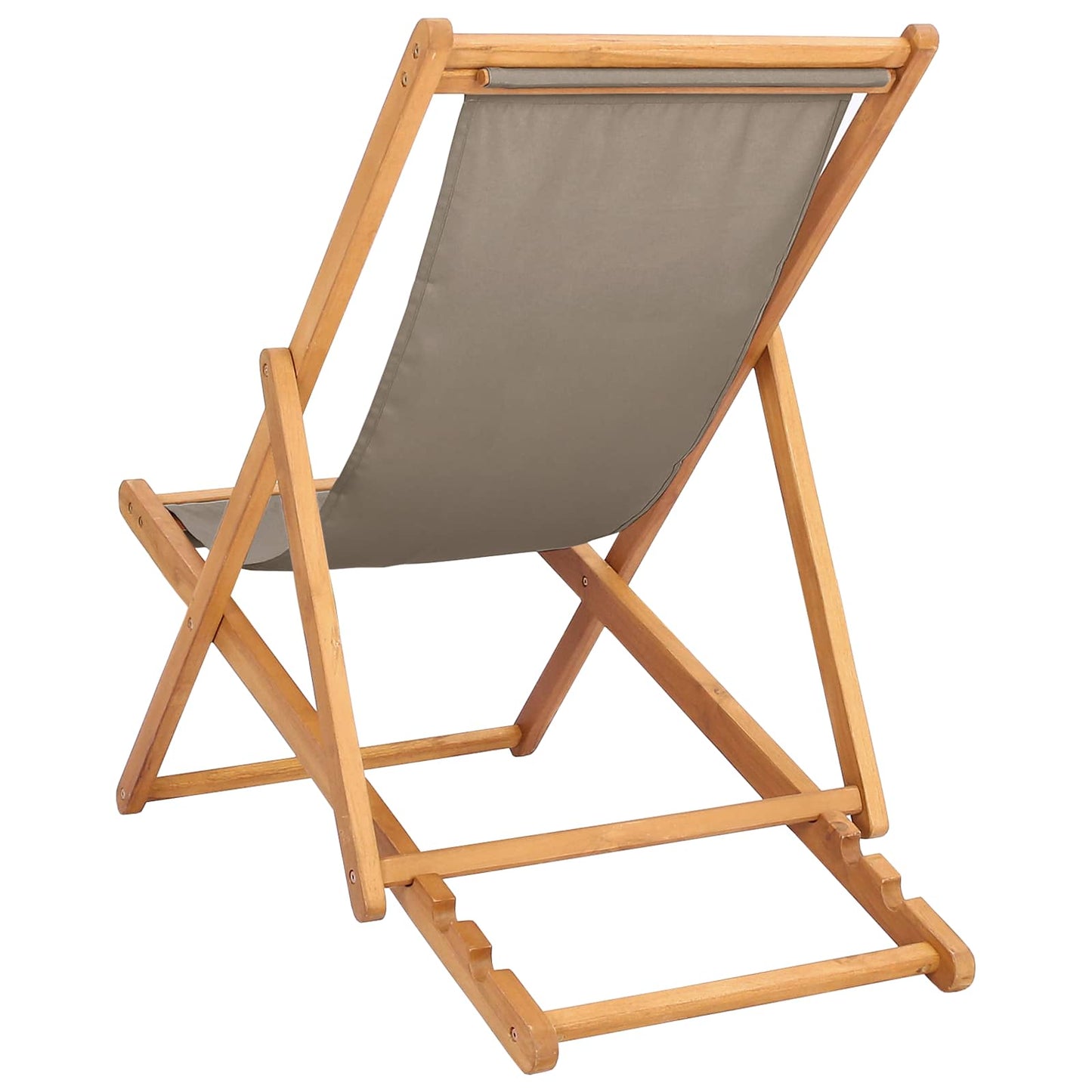 Strandstol Gråbrun Massivt Teaktre