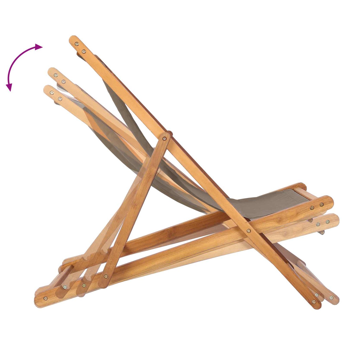 Strandstol Gråbrun Massivt Teaktre