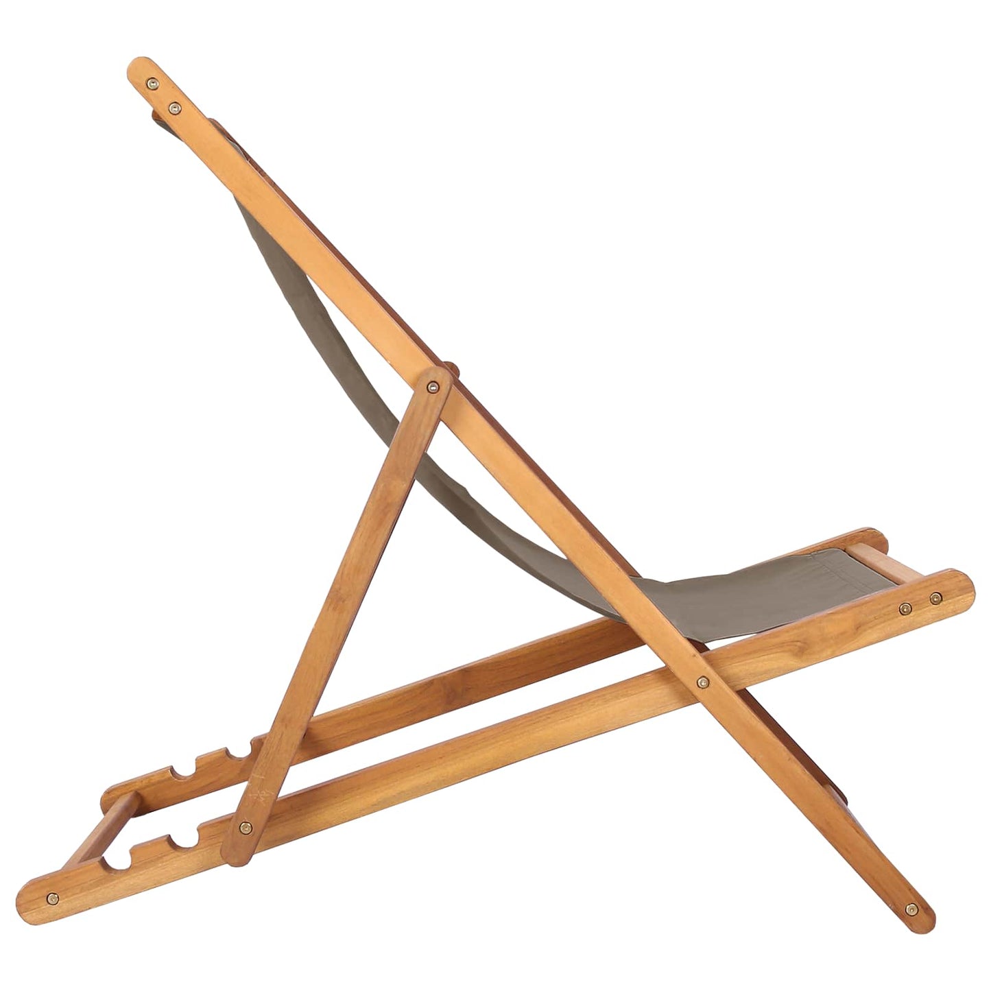 Strandstol Gråbrun Massivt Teaktre