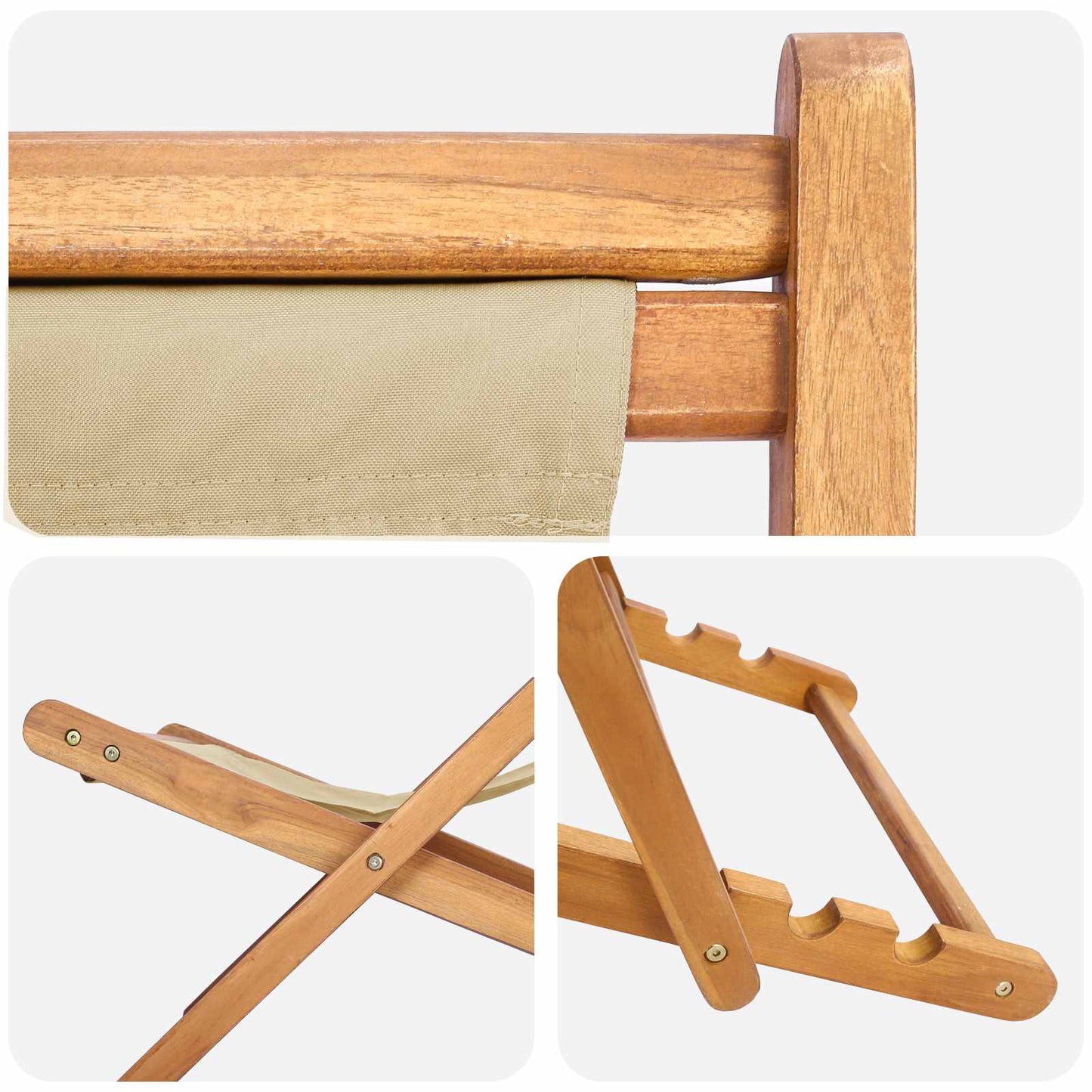 Strandstol Beige Massivt Teaktre
