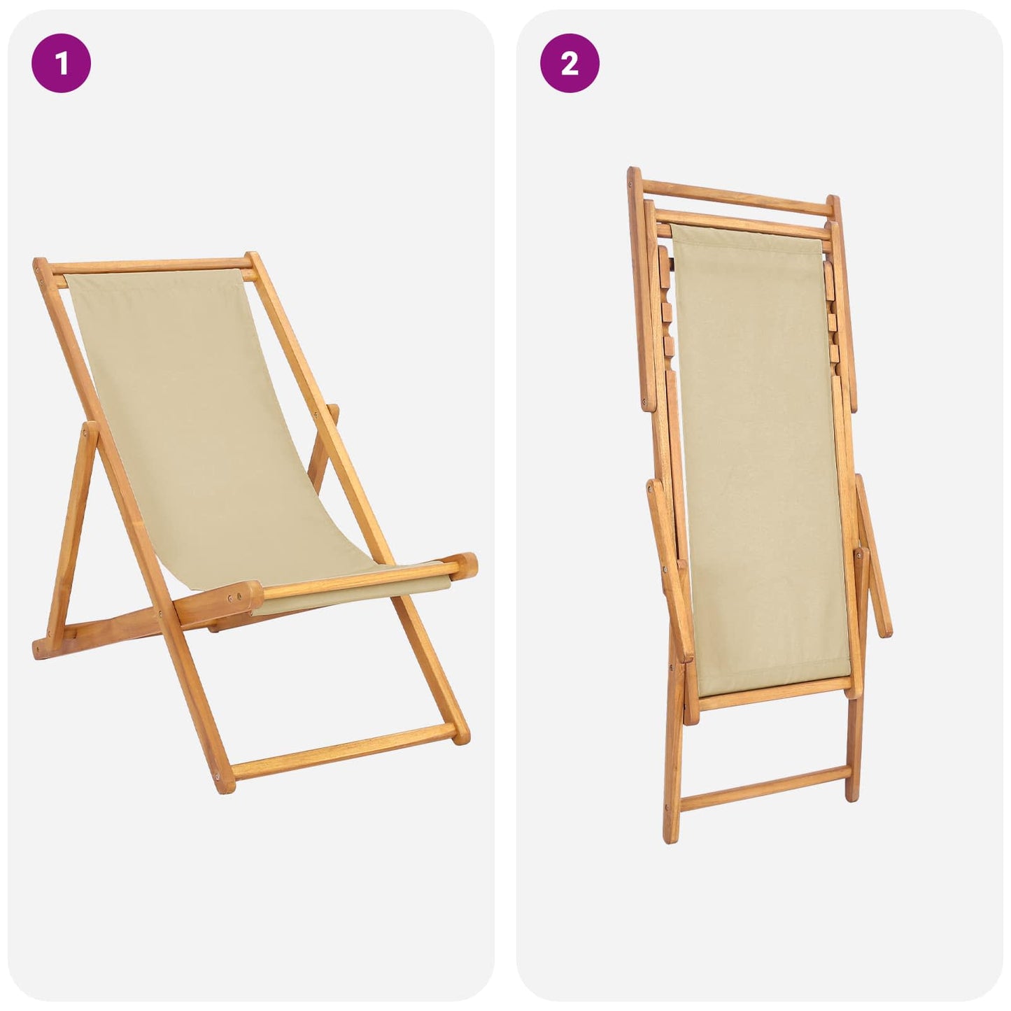 Strandstol Beige Massivt Teaktre
