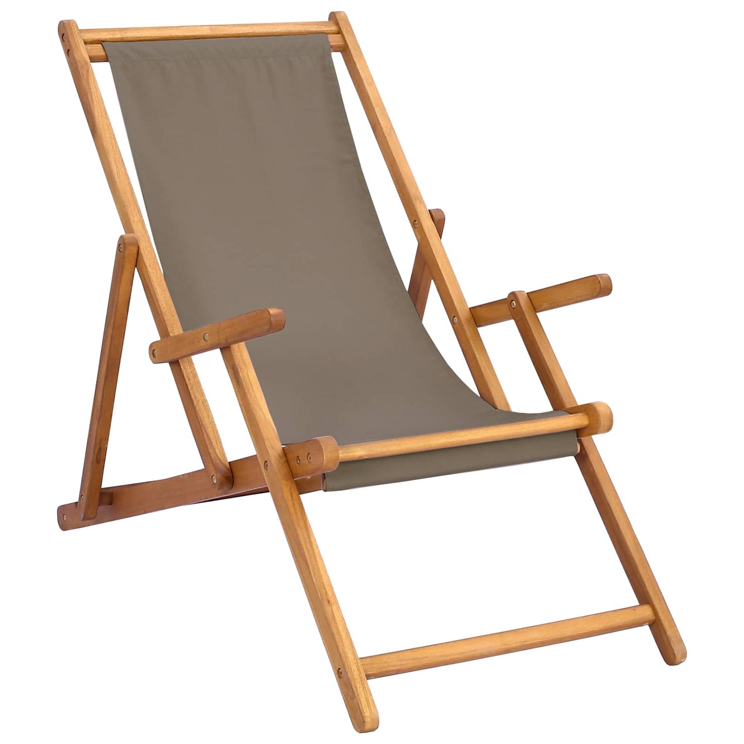 Strandstol Gråbrun Massivt Teaktre