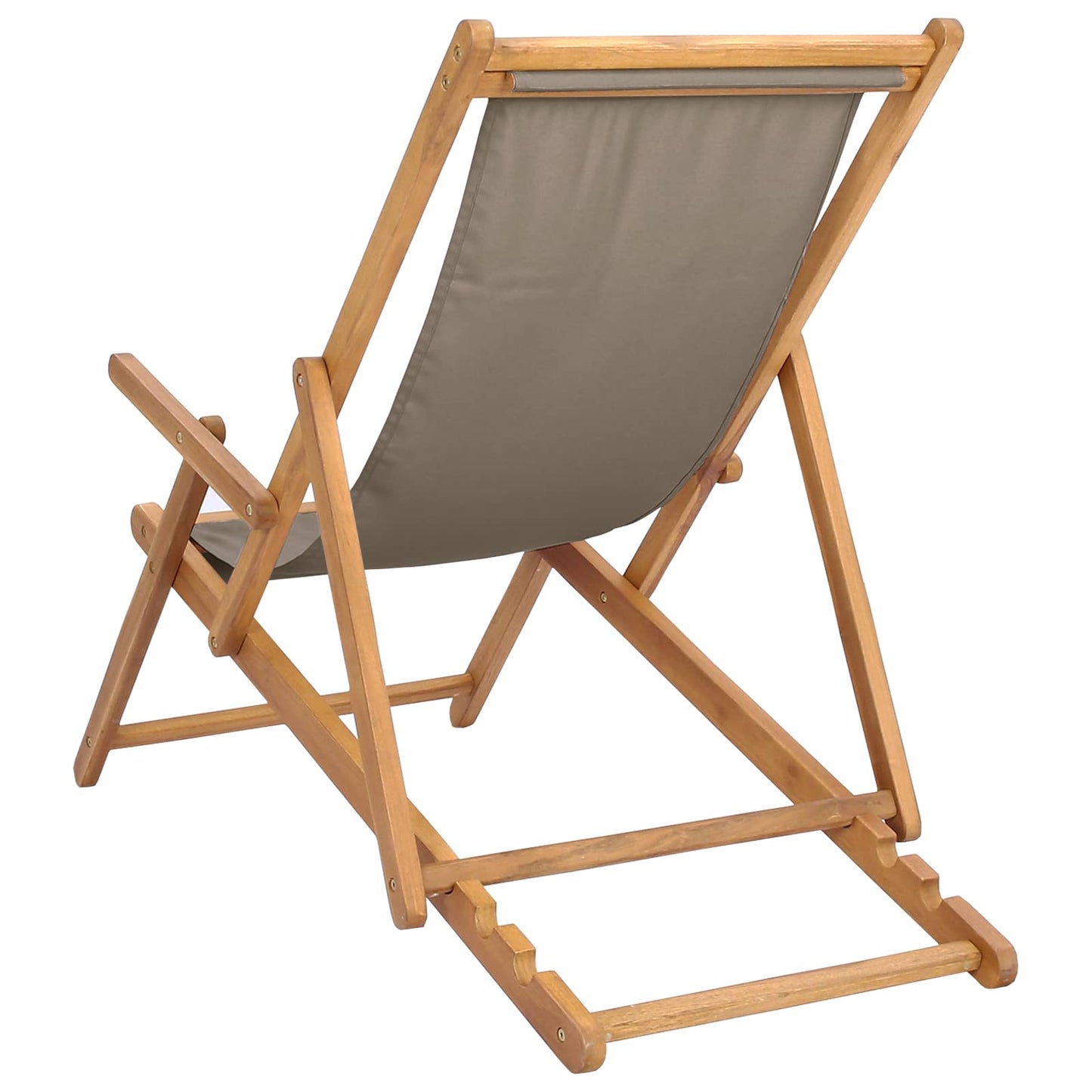 Strandstol Gråbrun Massivt Teaktre
