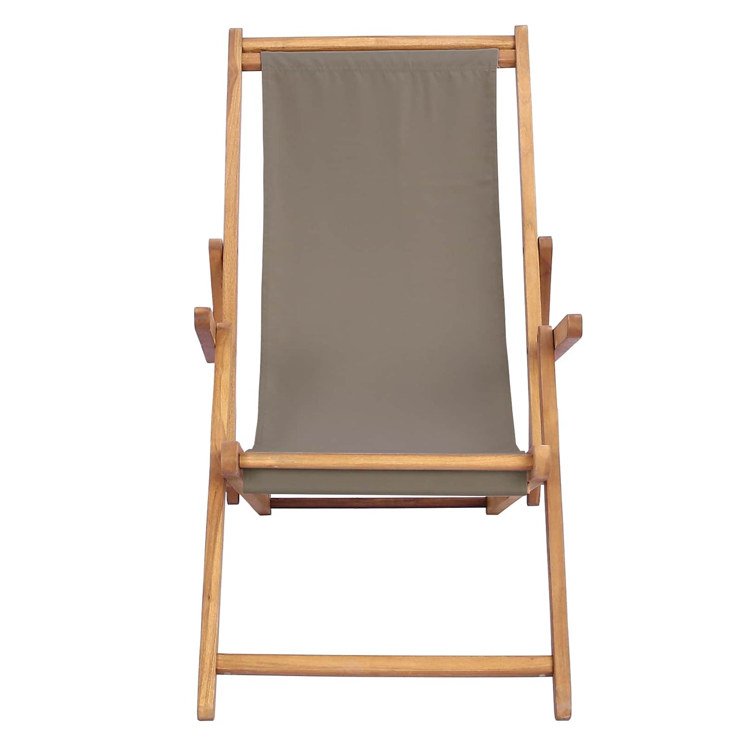 Strandstol Gråbrun Massivt Teaktre