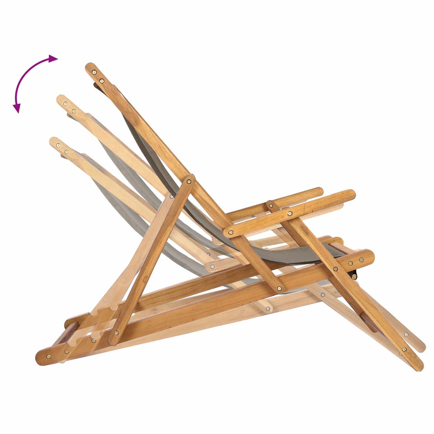 Strandstol Gråbrun Massivt Teaktre