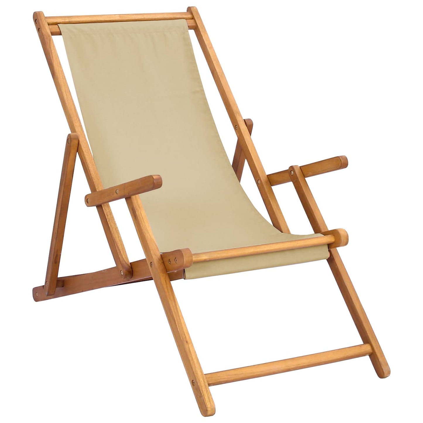 Strandstol Beige Massivt Teaktre