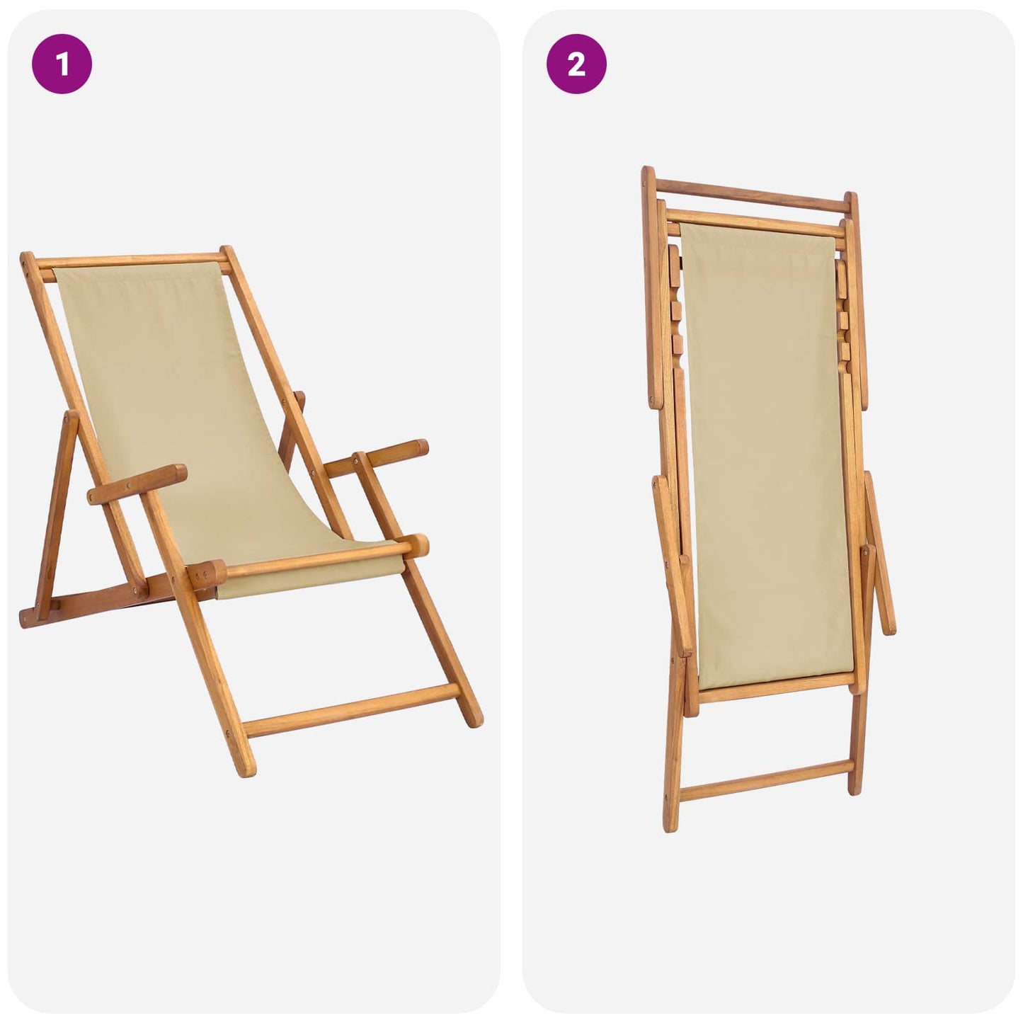 Strandstol Beige Massivt Teaktre