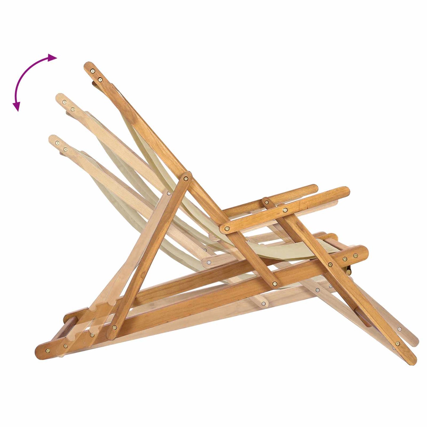 Strandstol Beige Massivt Teaktre