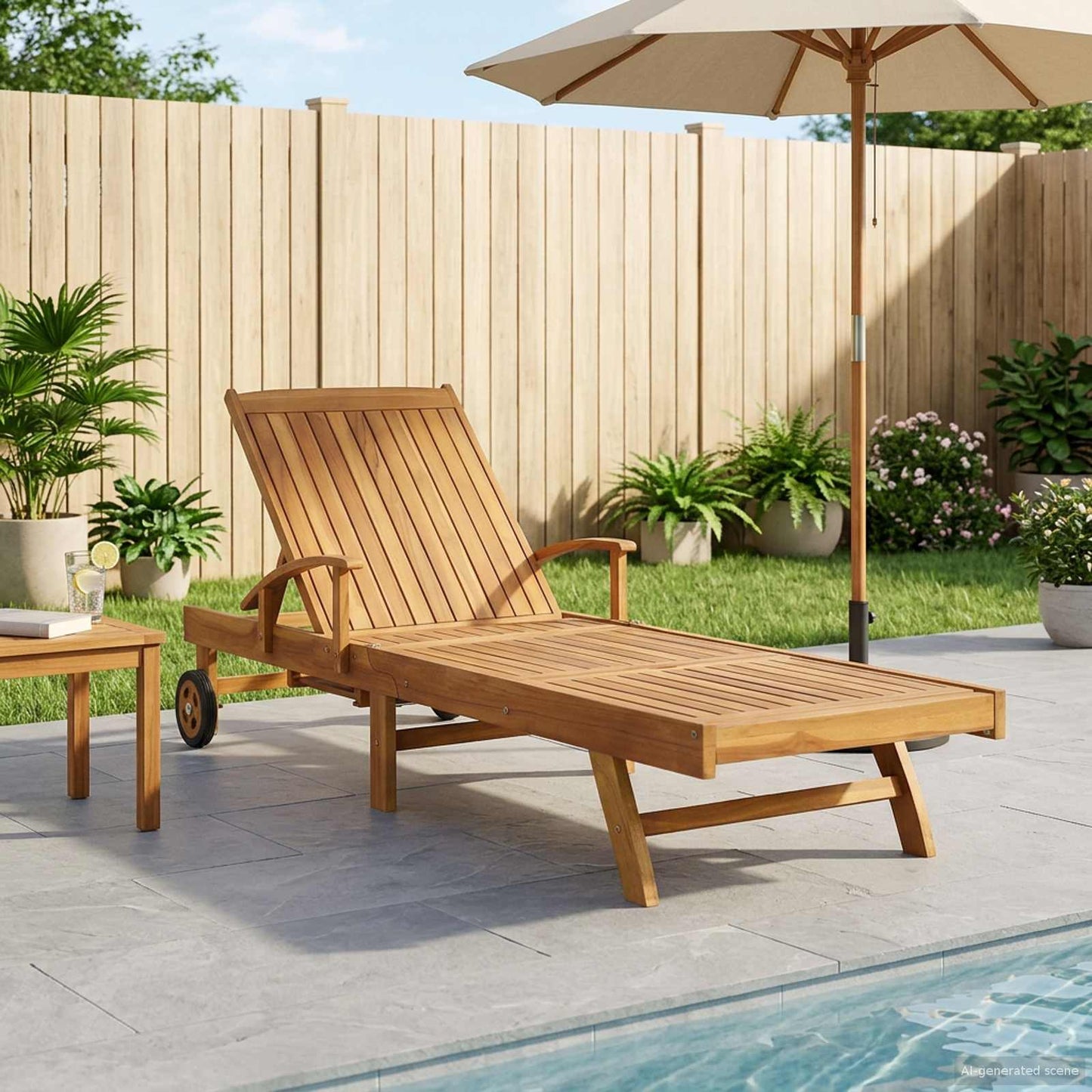 Solstol 1-person Brun Massivt Teaktre