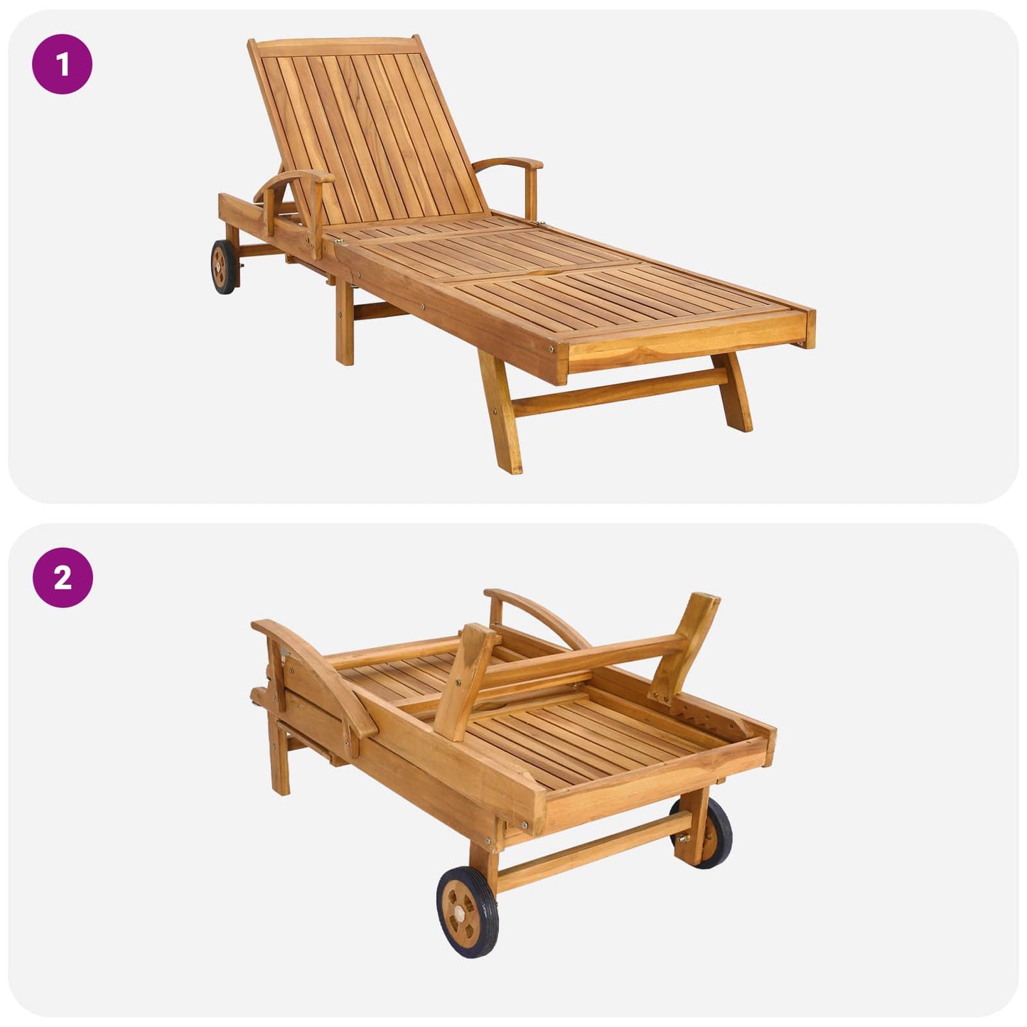 Solstol 1-person Brun Massivt Teaktre
