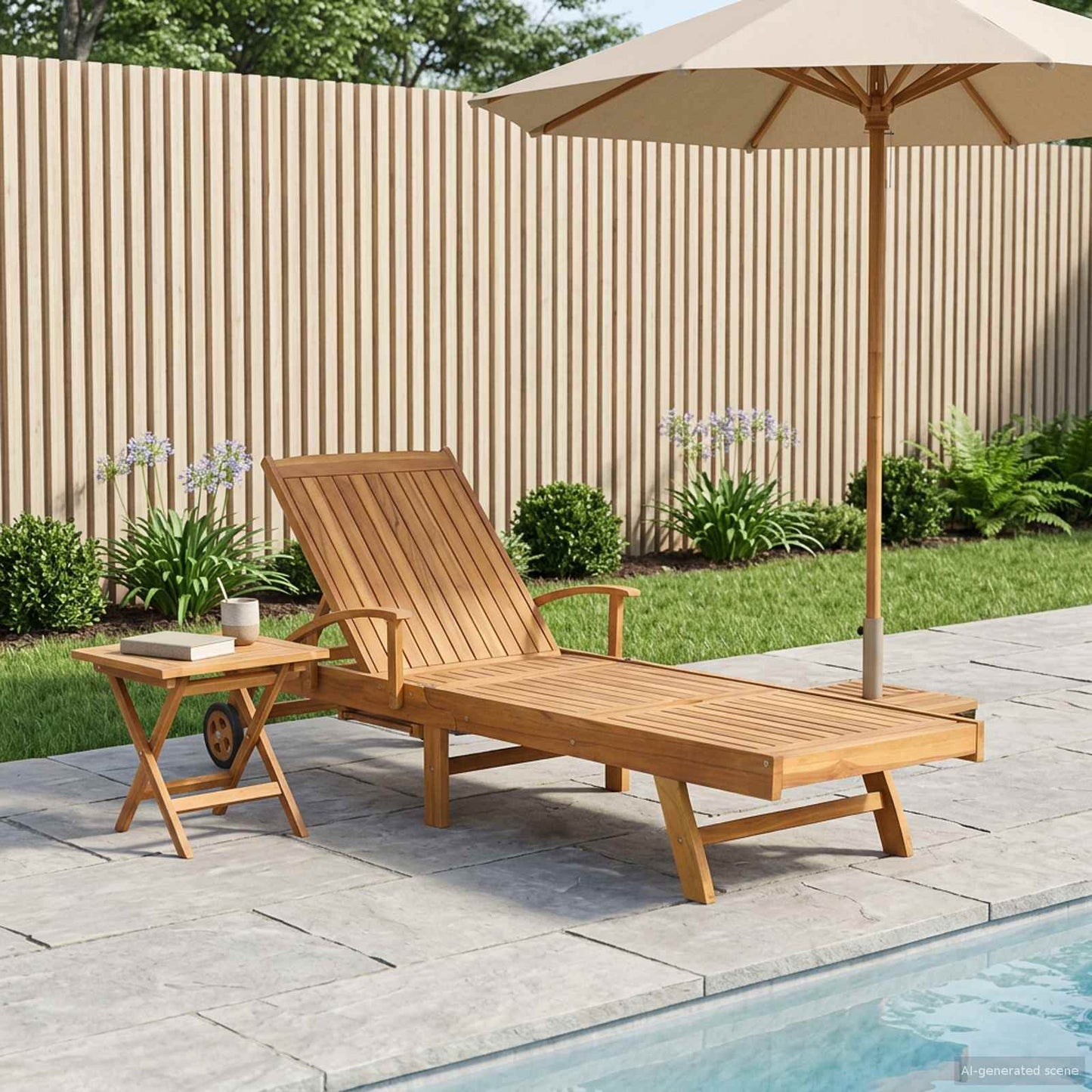 Solerseng med bord 2 pcs Brun 40 x 40 x 40 cm Massivt Teaktre
