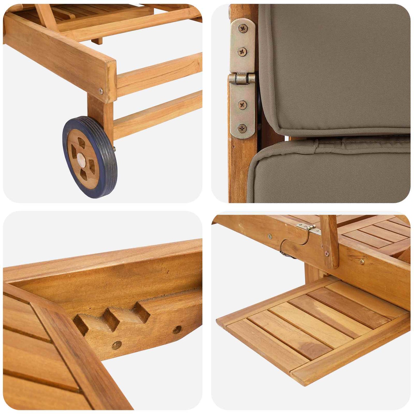 Solstol med Pute 100% Polyester Solid-Teak