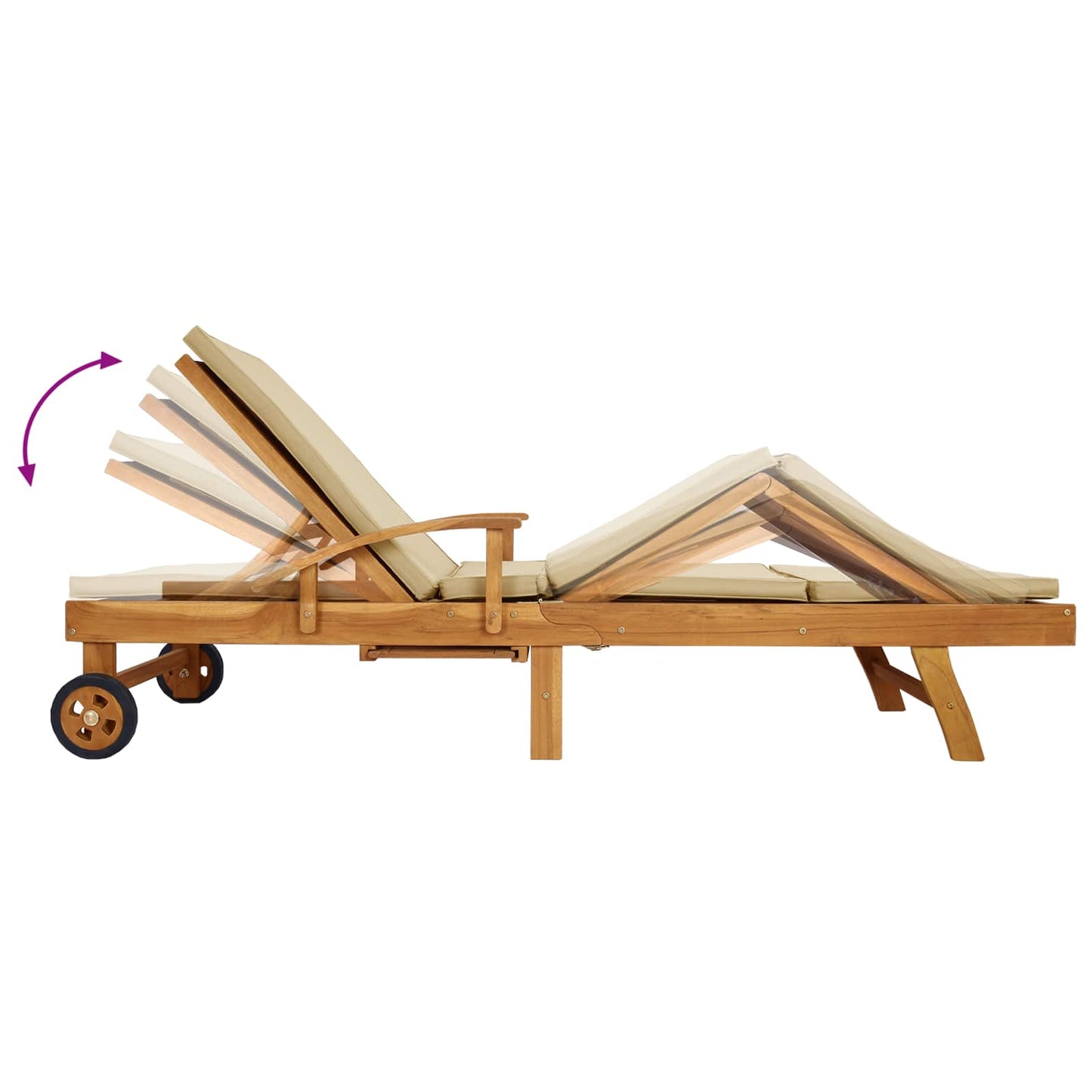 Solstol med Pute 100% Polyester Solid-Teak