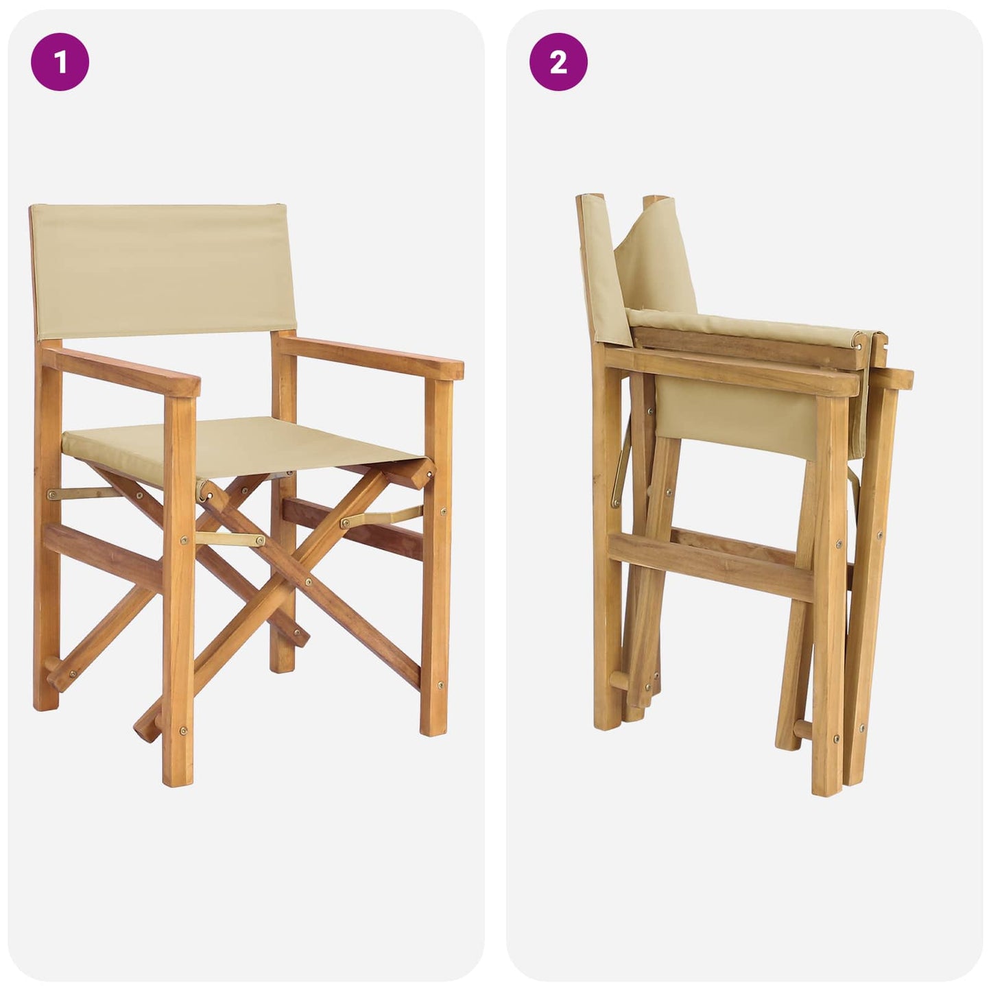 Stol med ryggstøtte Brun og Beige Massivt Teaktre