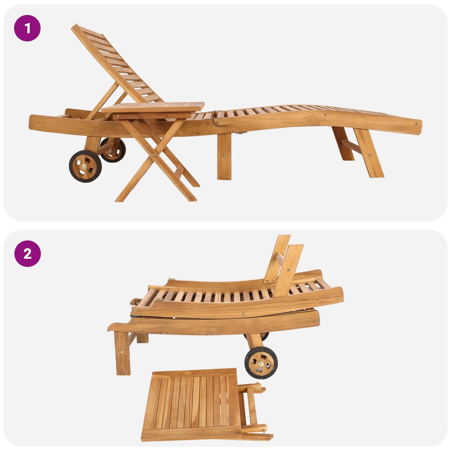Solstol 2 pcs Brun Massivt Teaktre