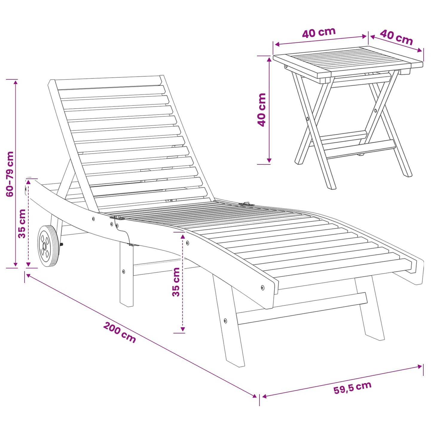 Solstol 2 pcs Brun Massivt Teaktre