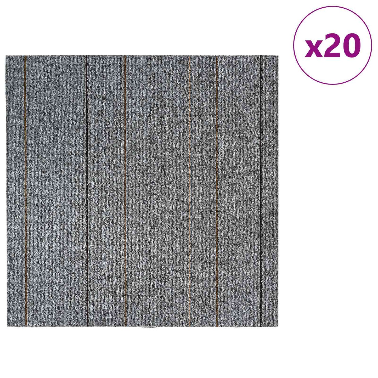 Teppeflis Lysegrå med striper 50 x 50 cm 20 pcs PP og Bitumen