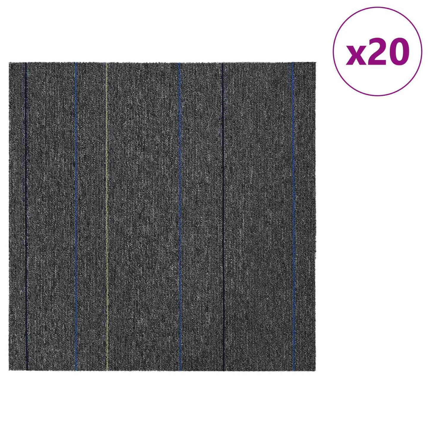 Teppeflis Medium Grå med Striper 50 x 50 cm 20 pcs
