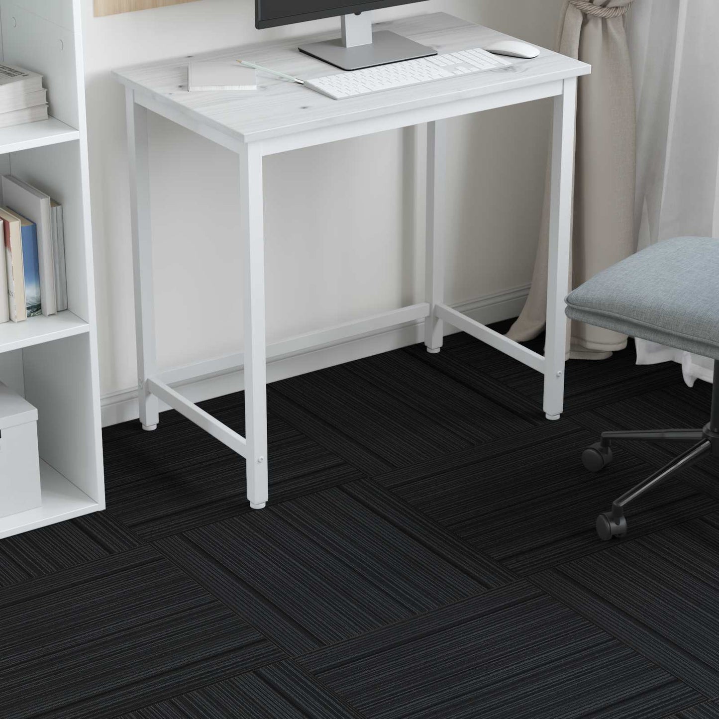 Teppeflis Stripet Lysegrå 50 x 50 cm 4 pcs PP og Bitumen