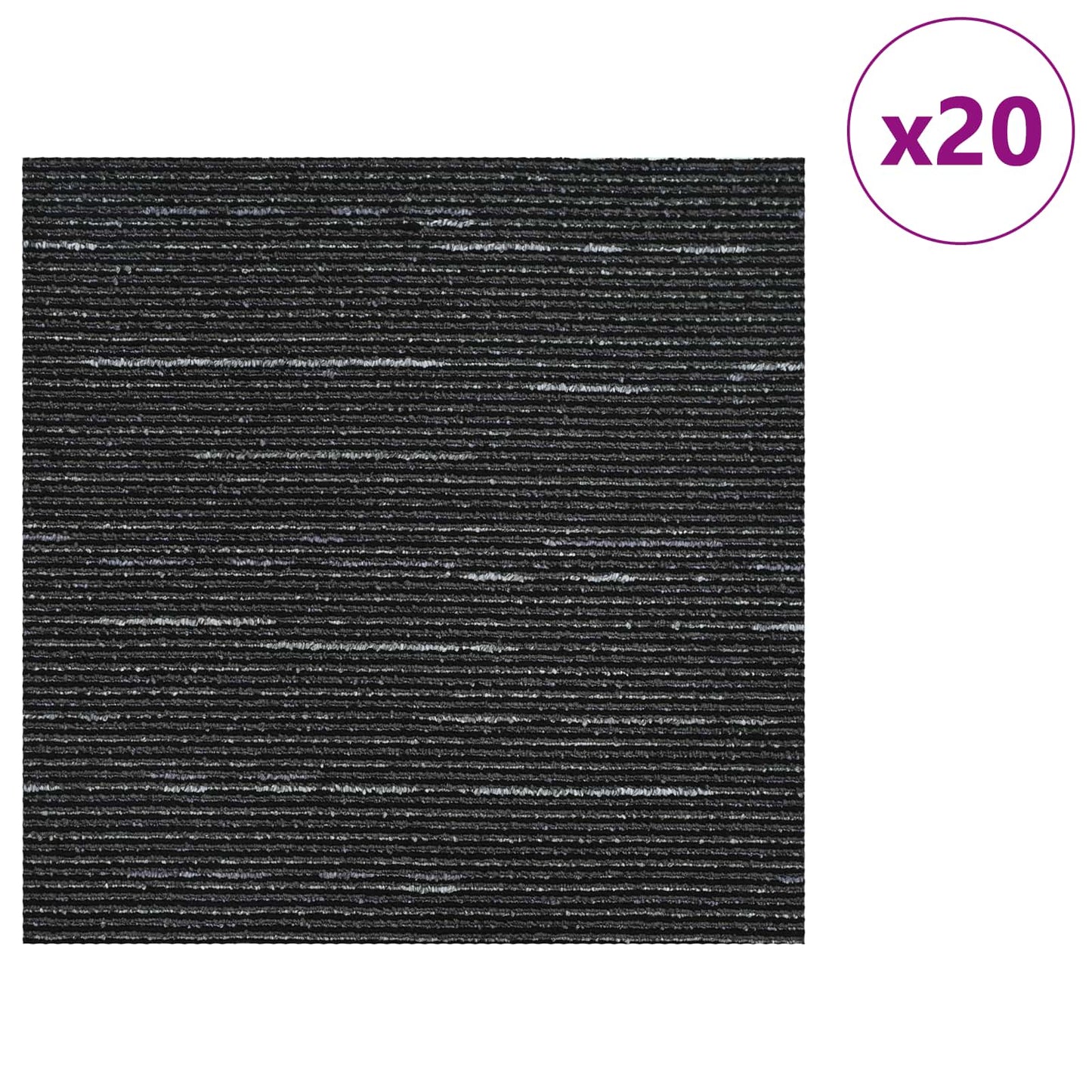 Teppeflis Stripete Svart 50 x 50 cm 20 pcs PP og Bitumen