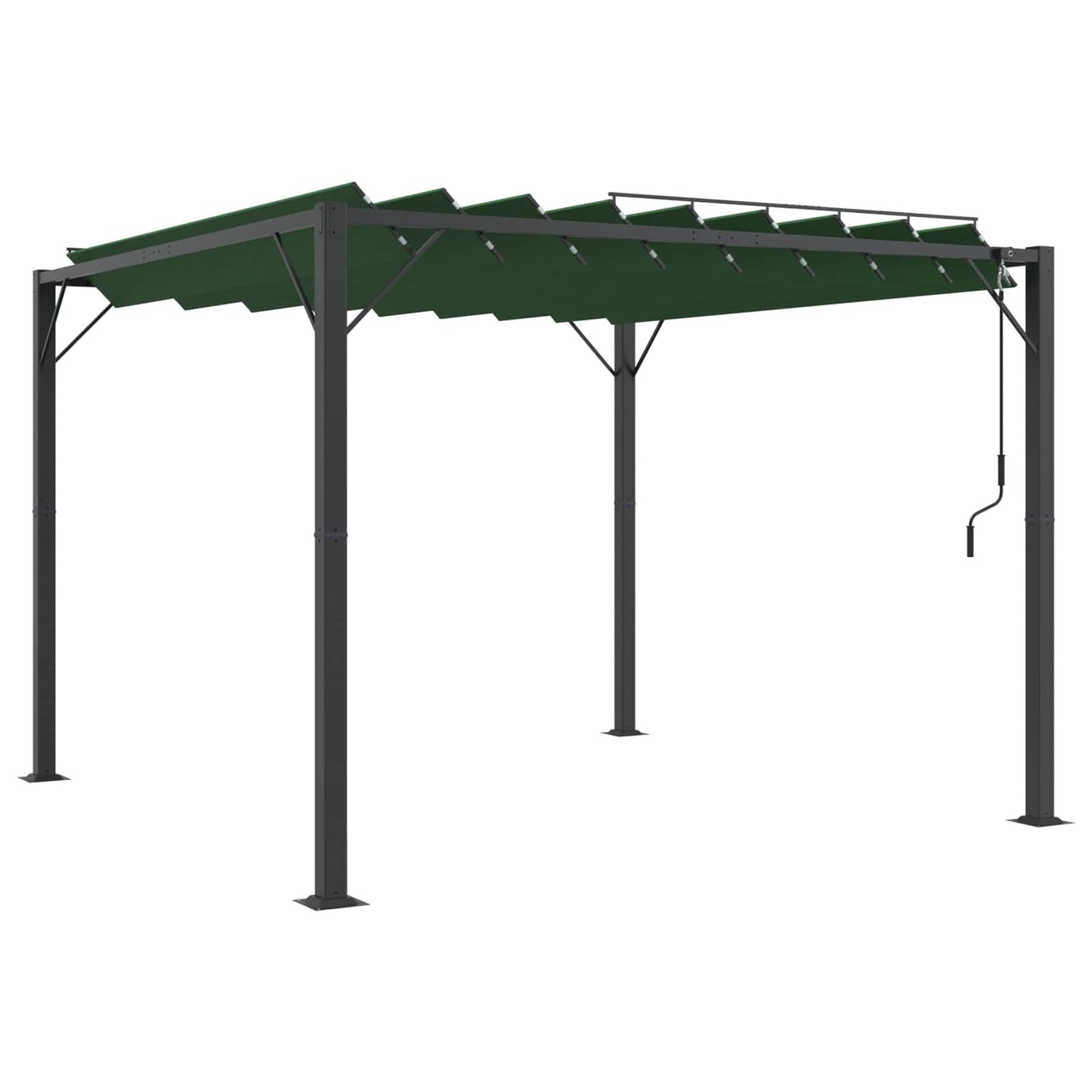 Uteplass med skråtak 3 x 3 x 2,14 m Grønn Stoff og Aluminium