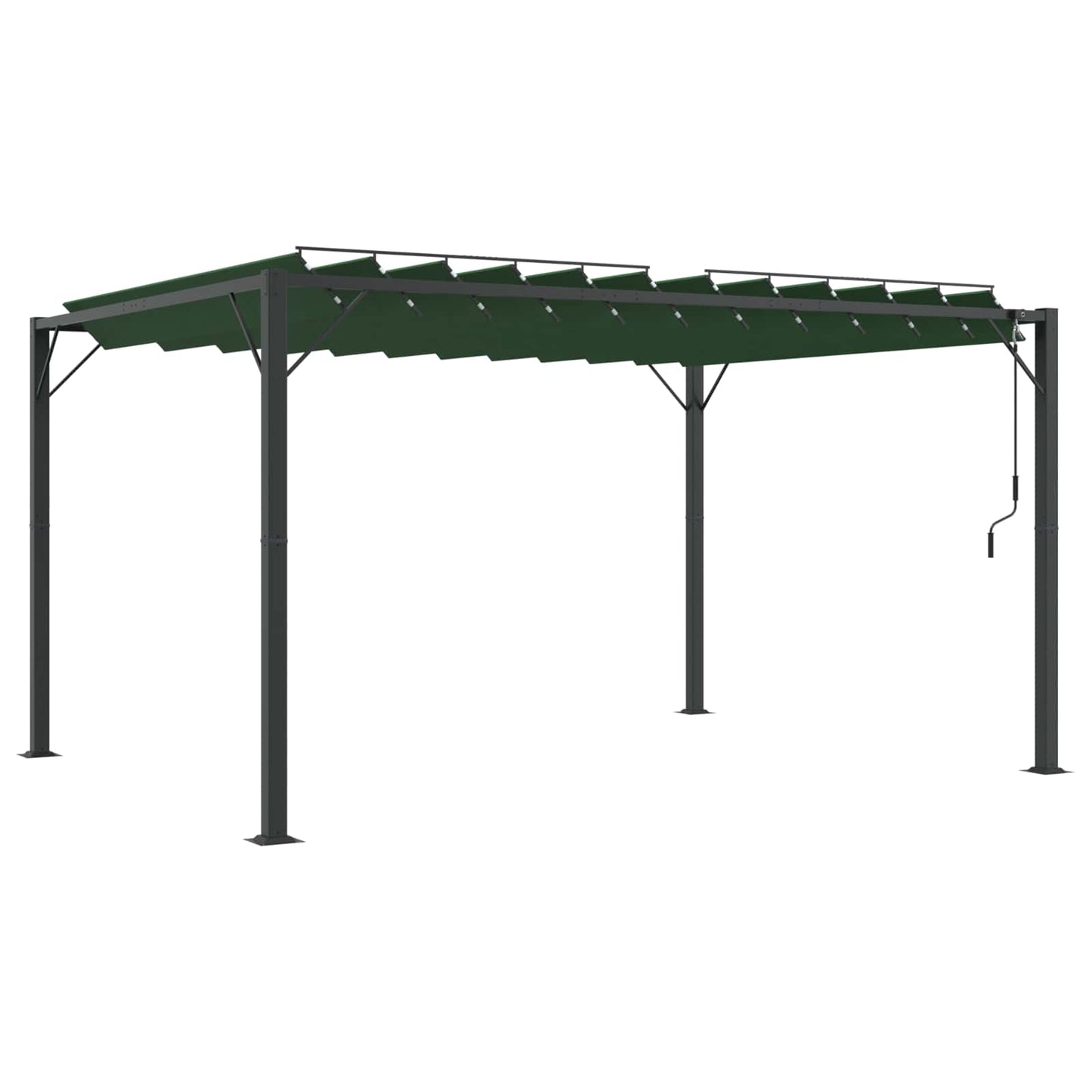 Uteplass med skråtak grønn 3 x 4 x 2,14 m Stoff og Aluminium