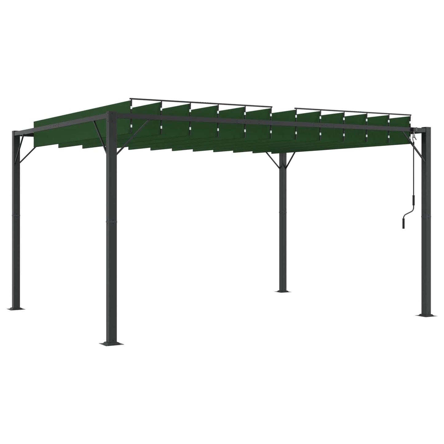 Uteplass med skråtak grønn 3 x 4 x 2,14 m Stoff og Aluminium