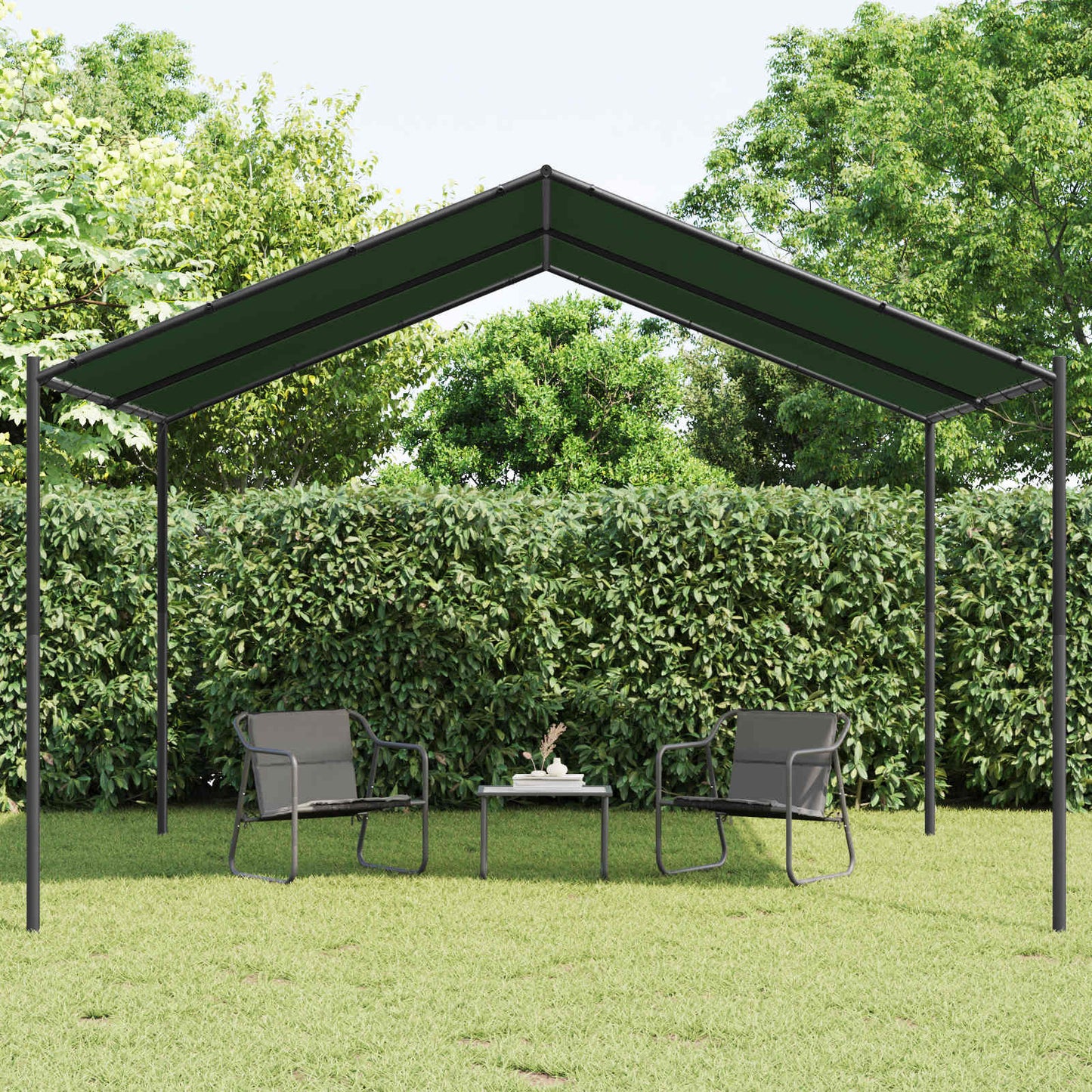 Paviljong 4 x 4 x 2,6 m Gråbrun Polyester og stål