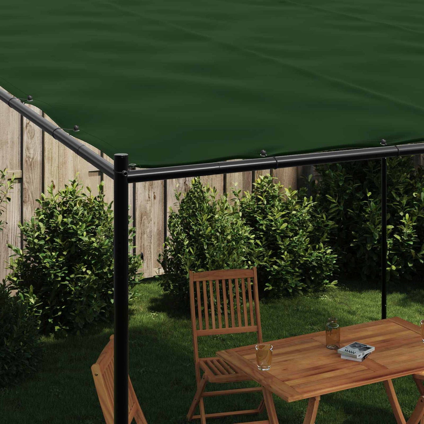 Paviljong 4 x 3,98 x 2,67 m Grønn Polyester og stål