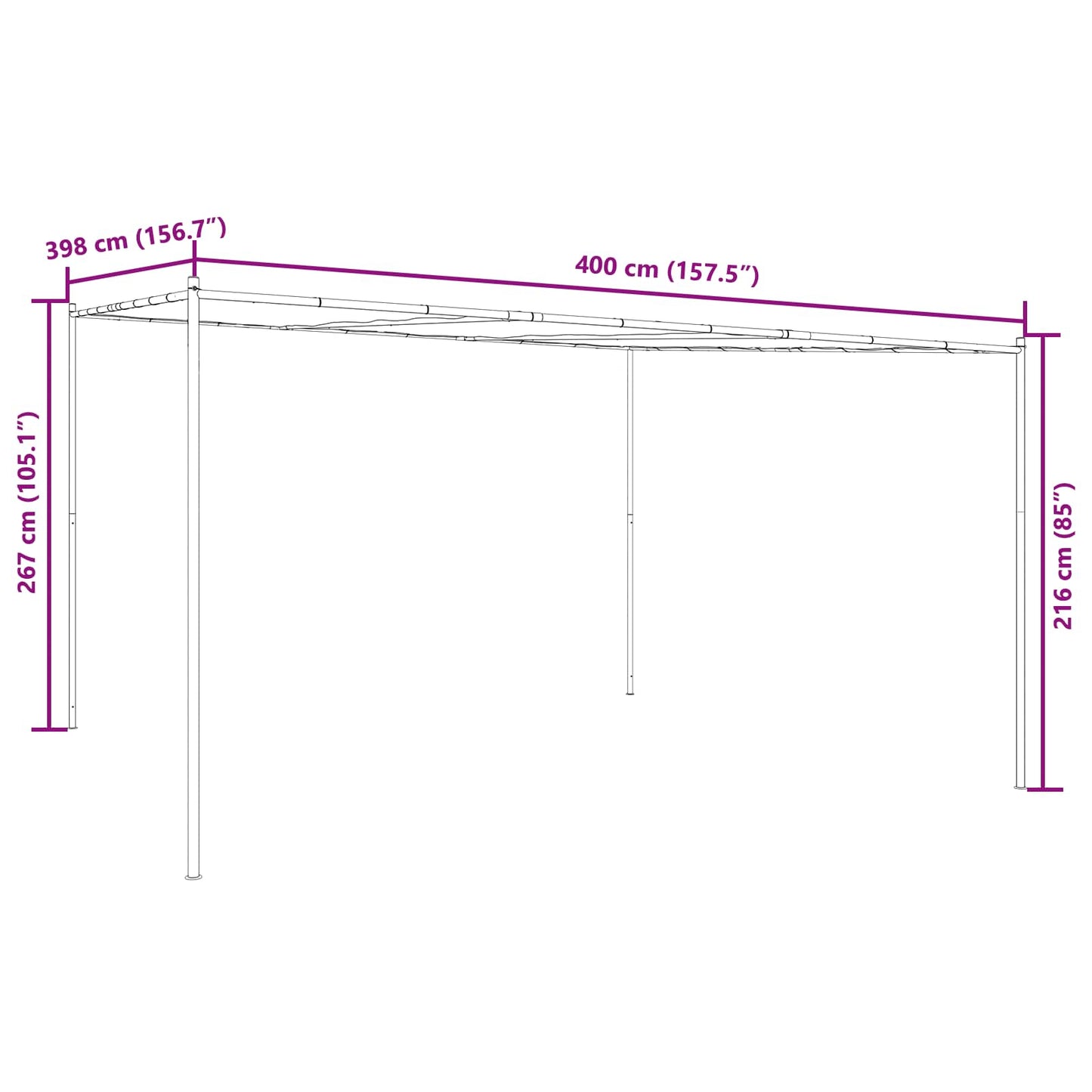Paviljong 4 x 3,98 x 2,67 m Grønn Polyester og stål