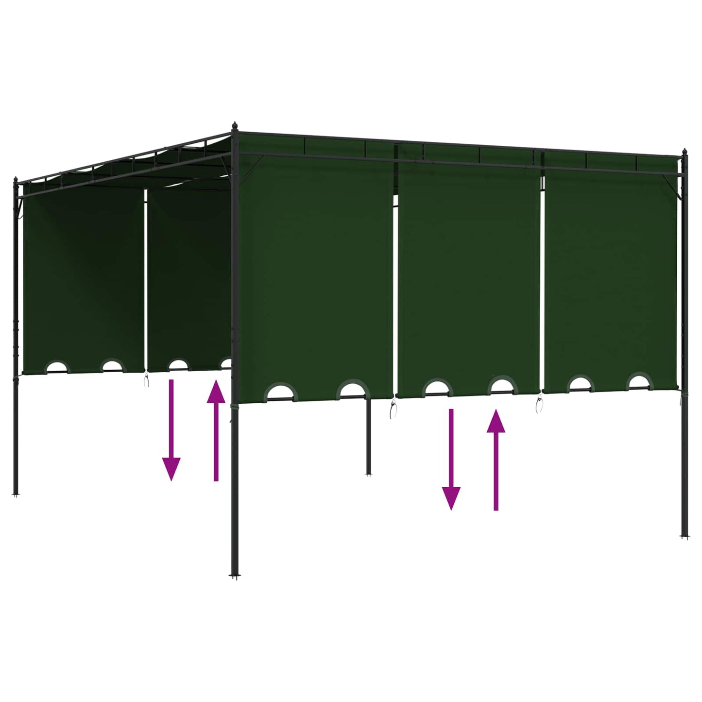 Paviljong 4 x 3 x 2,3 m Grønn Polyester og stål